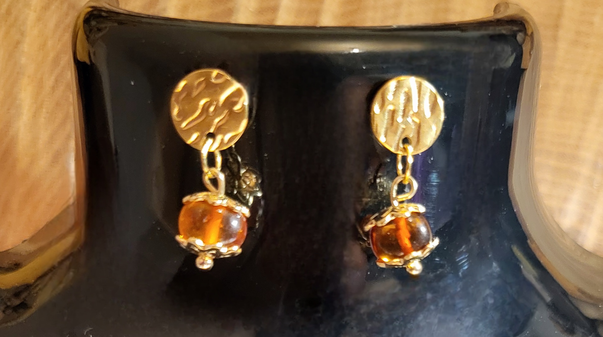 Boucles d'oreilles puces en Ambre Baltique