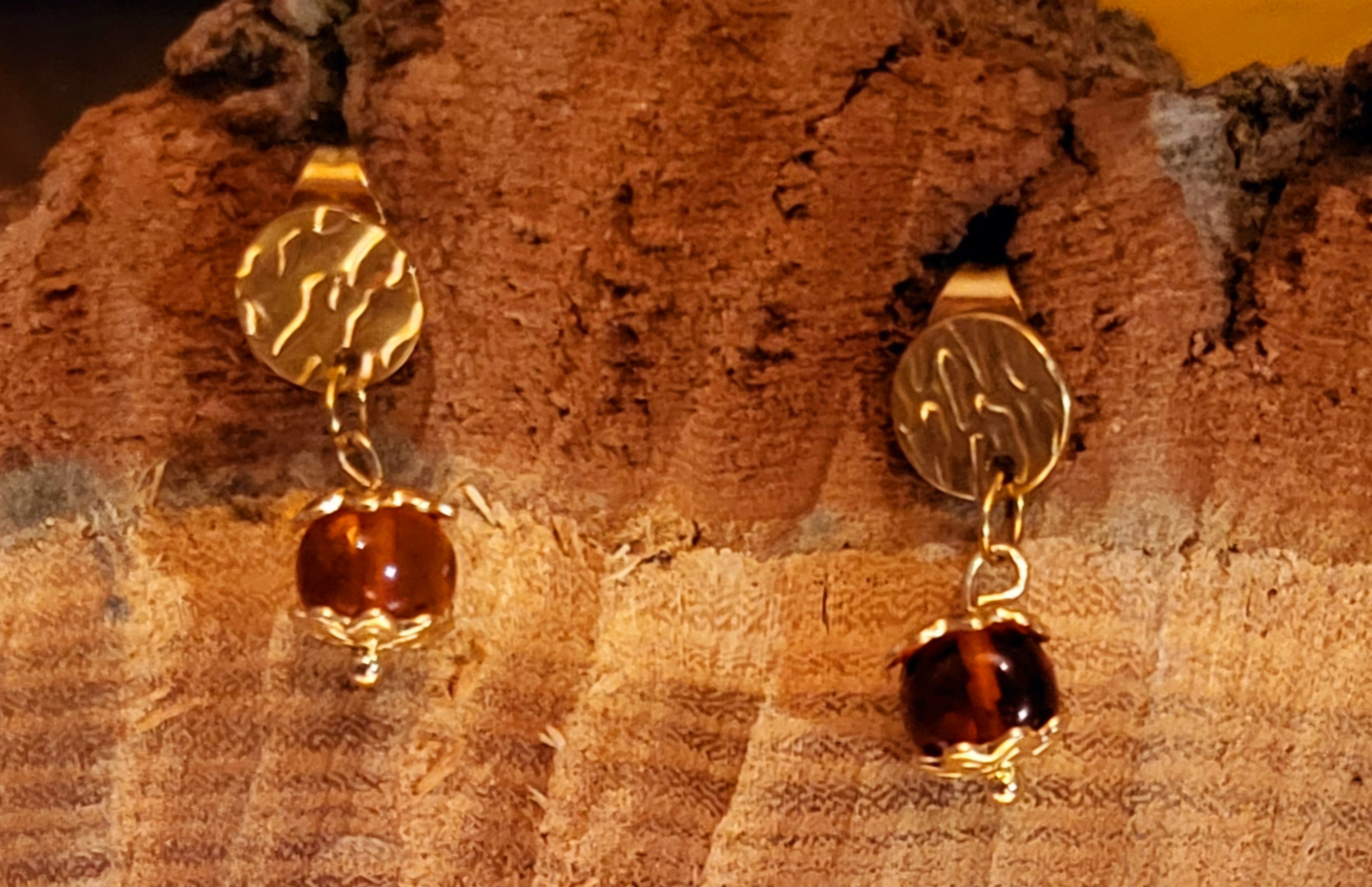 Boucles d'oreilles puces en Ambre Baltique