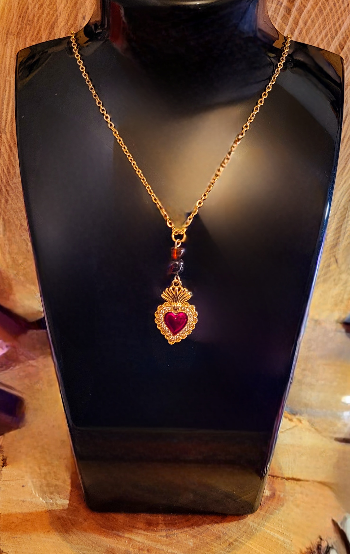Collier d'Ambre Baltique et Sacré coeur