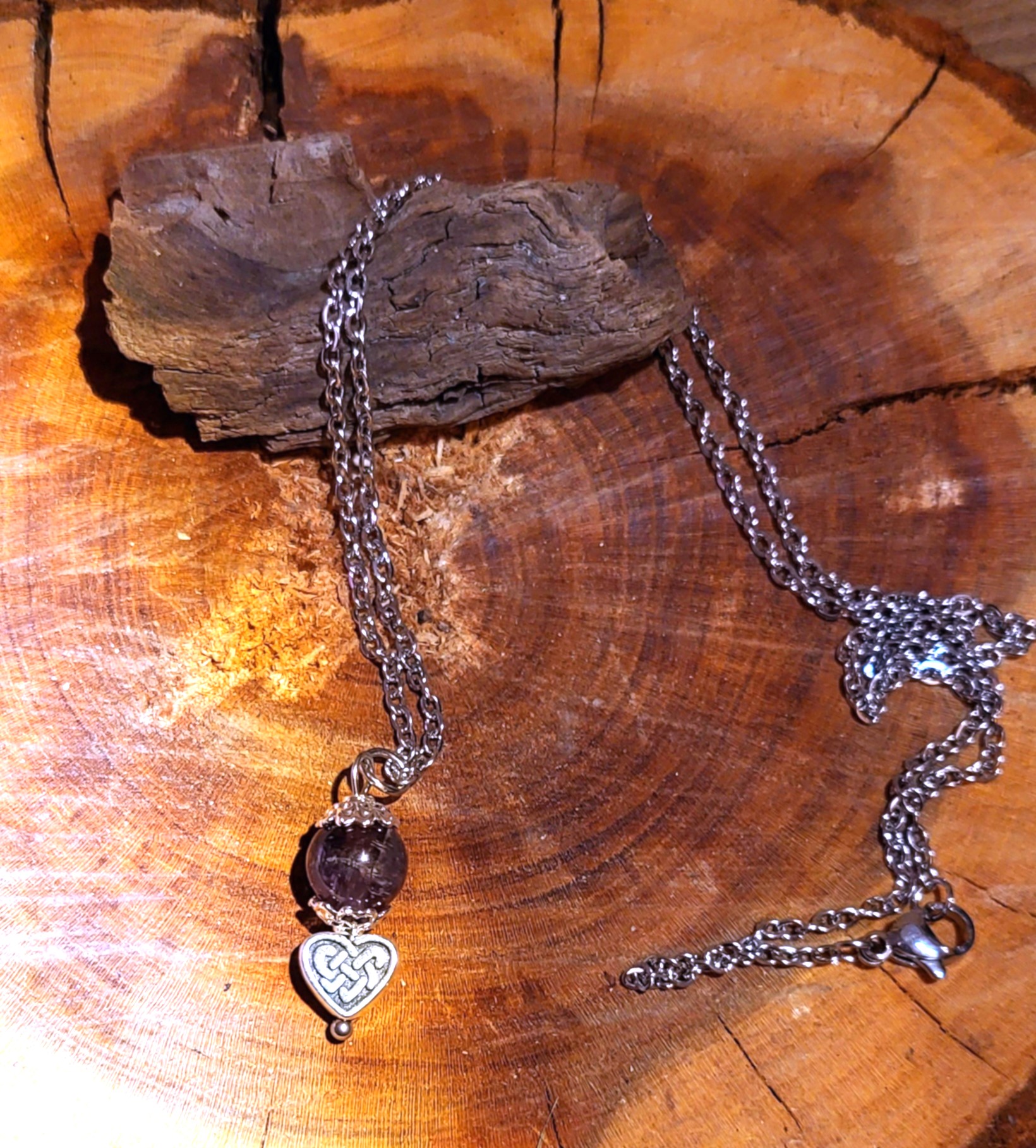 Collier d'Améthyste coeur celtique