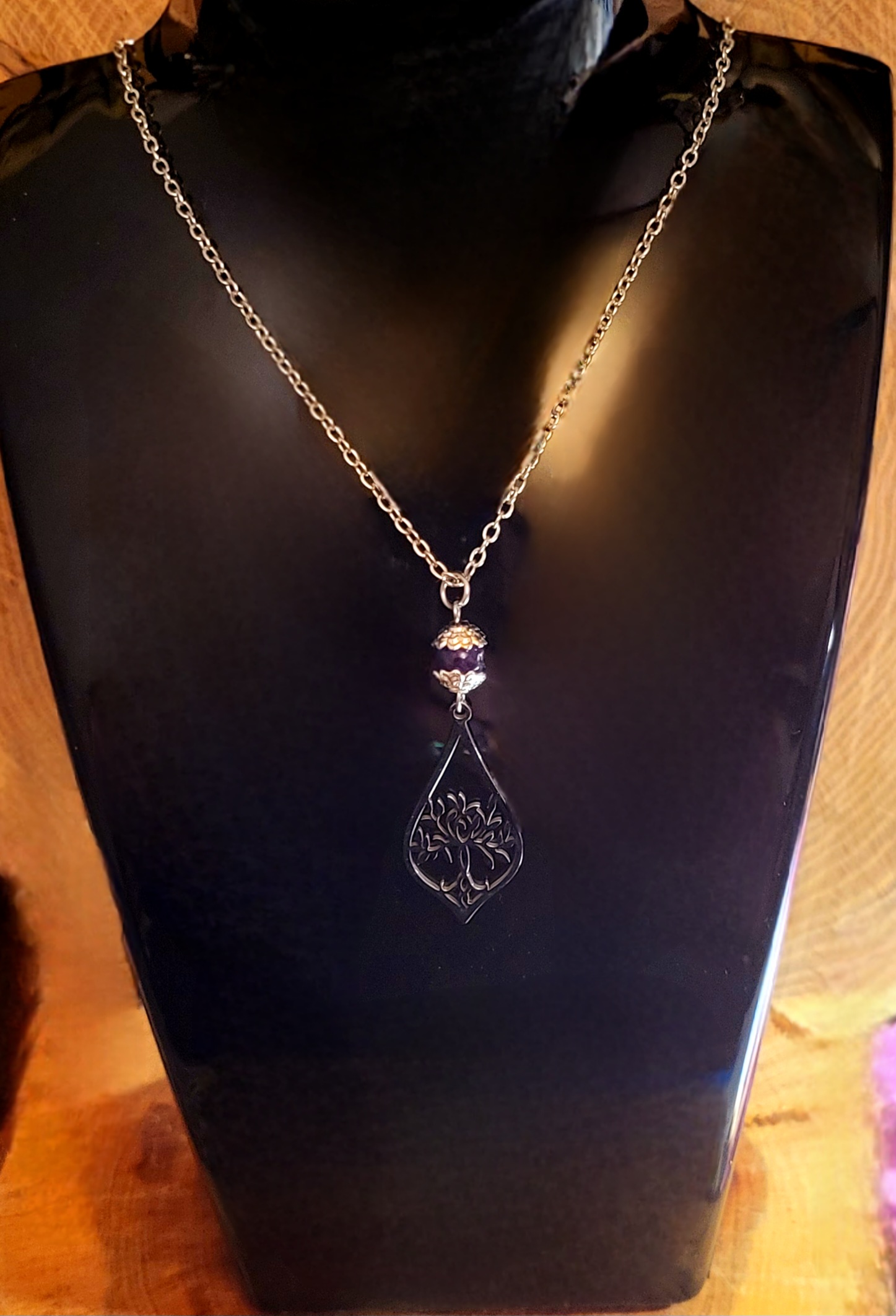 Collier d'Améthyste arbre de vie élégant
