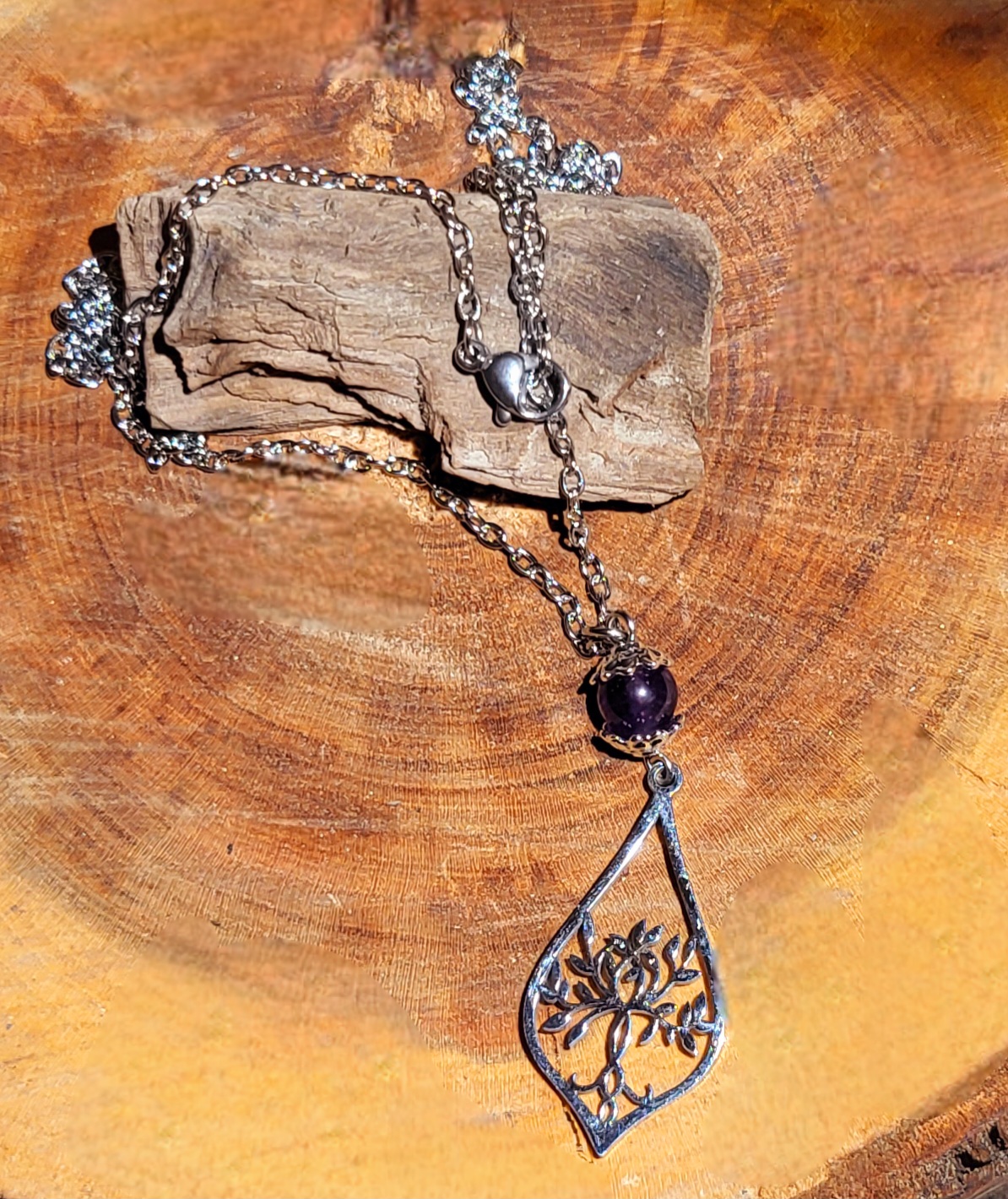 Collier d'Améthyste arbre de vie élégant