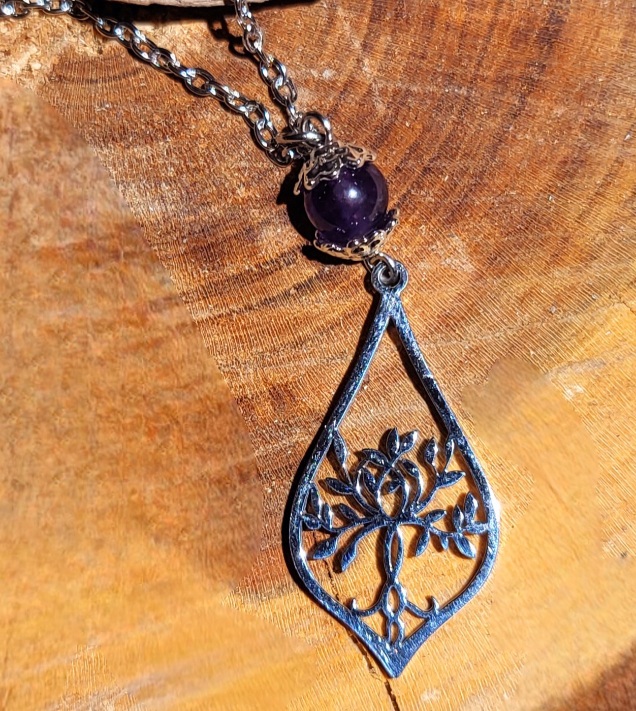 Collier d'Améthyste arbre de vie élégant