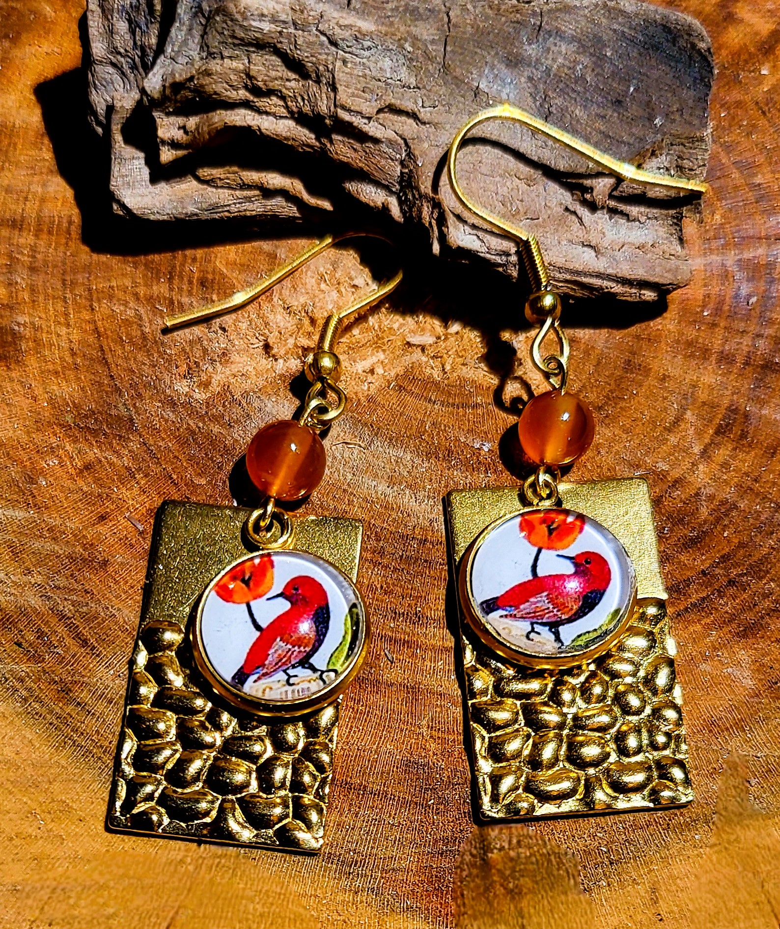 Boucles d'oreilles Oiseau rouge