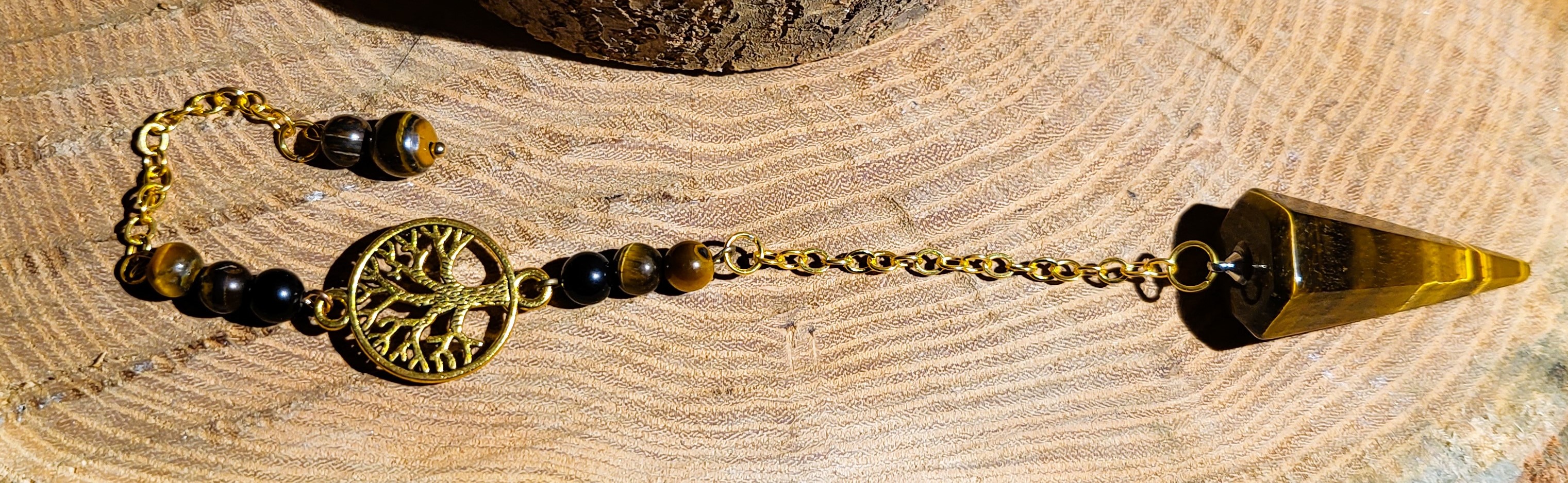 Pendule Oeil de tigre et arbre de vie