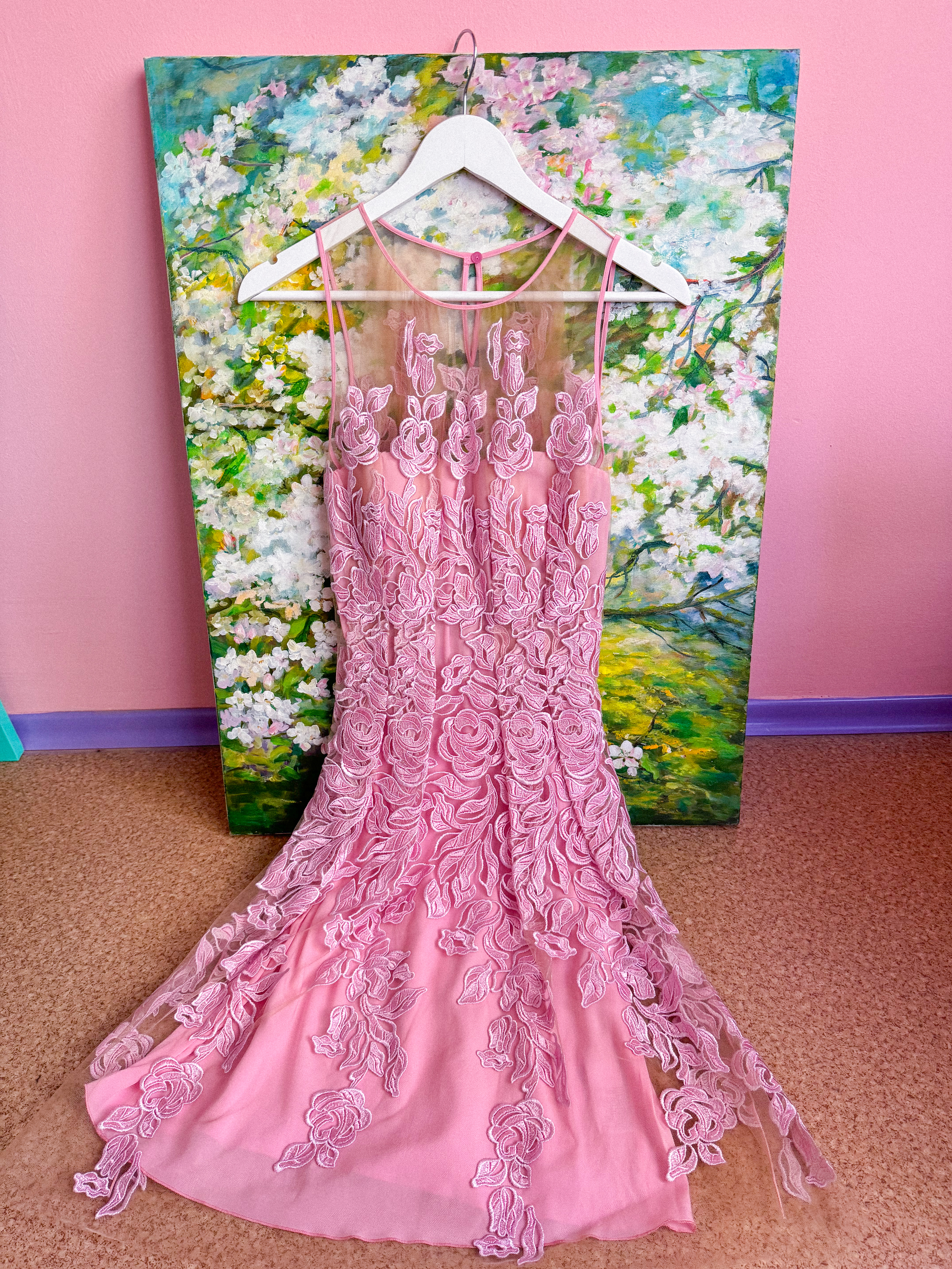 BLUMARINE šilkinė siuvinėta suknelė