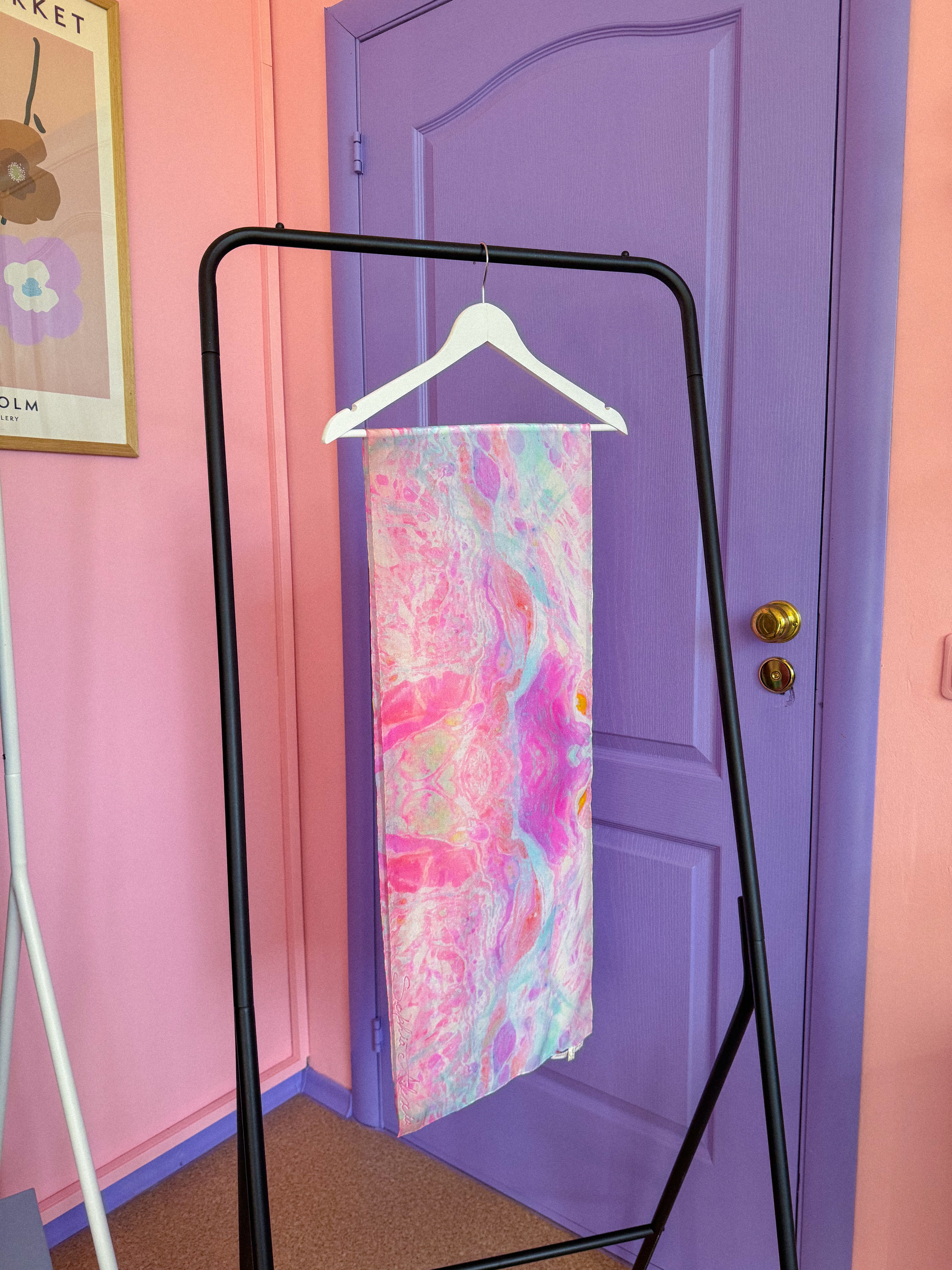 PASTELINĖ ilga šilkinė skarelė