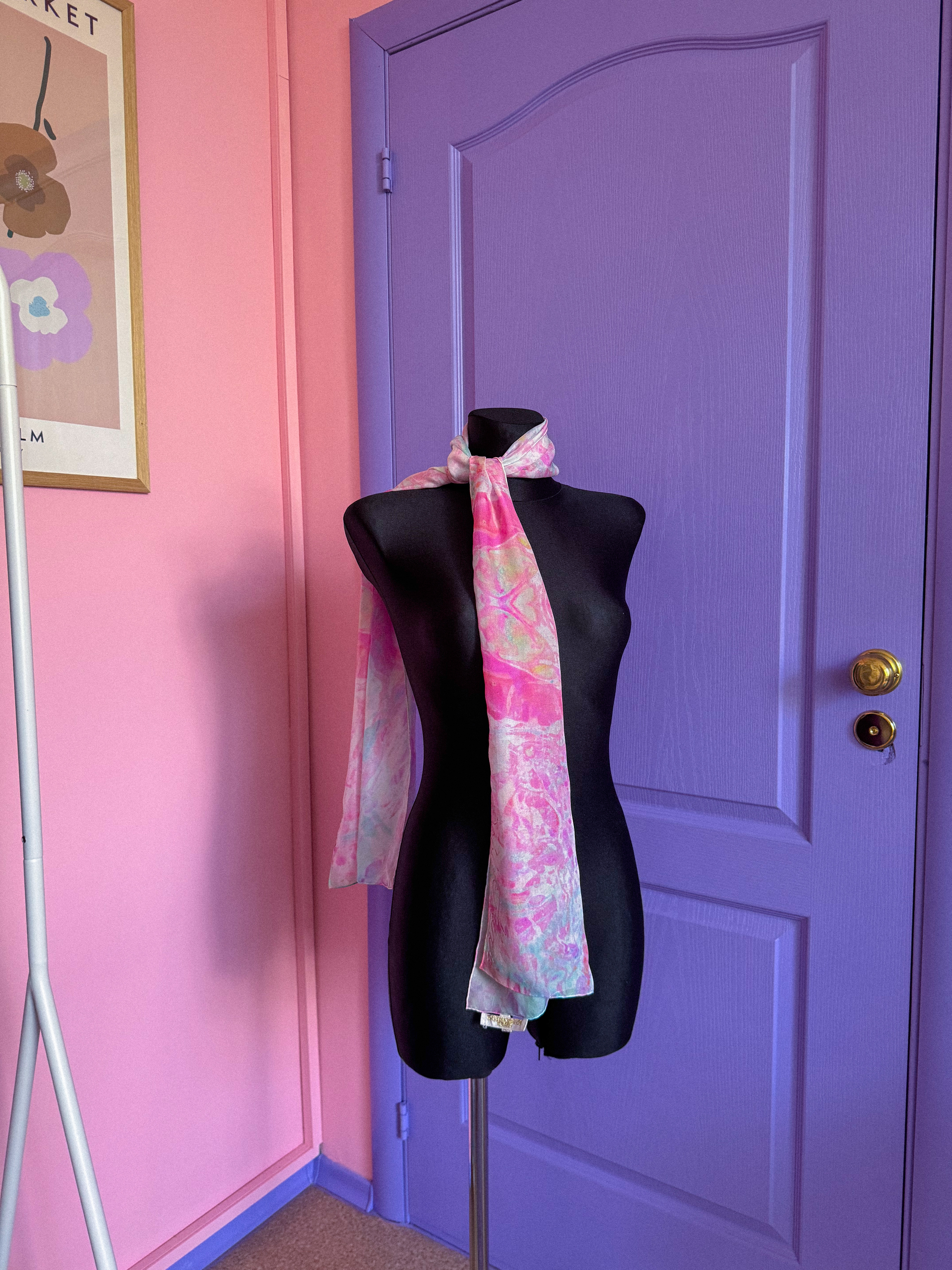 PASTELINĖ ilga šilkinė skarelė