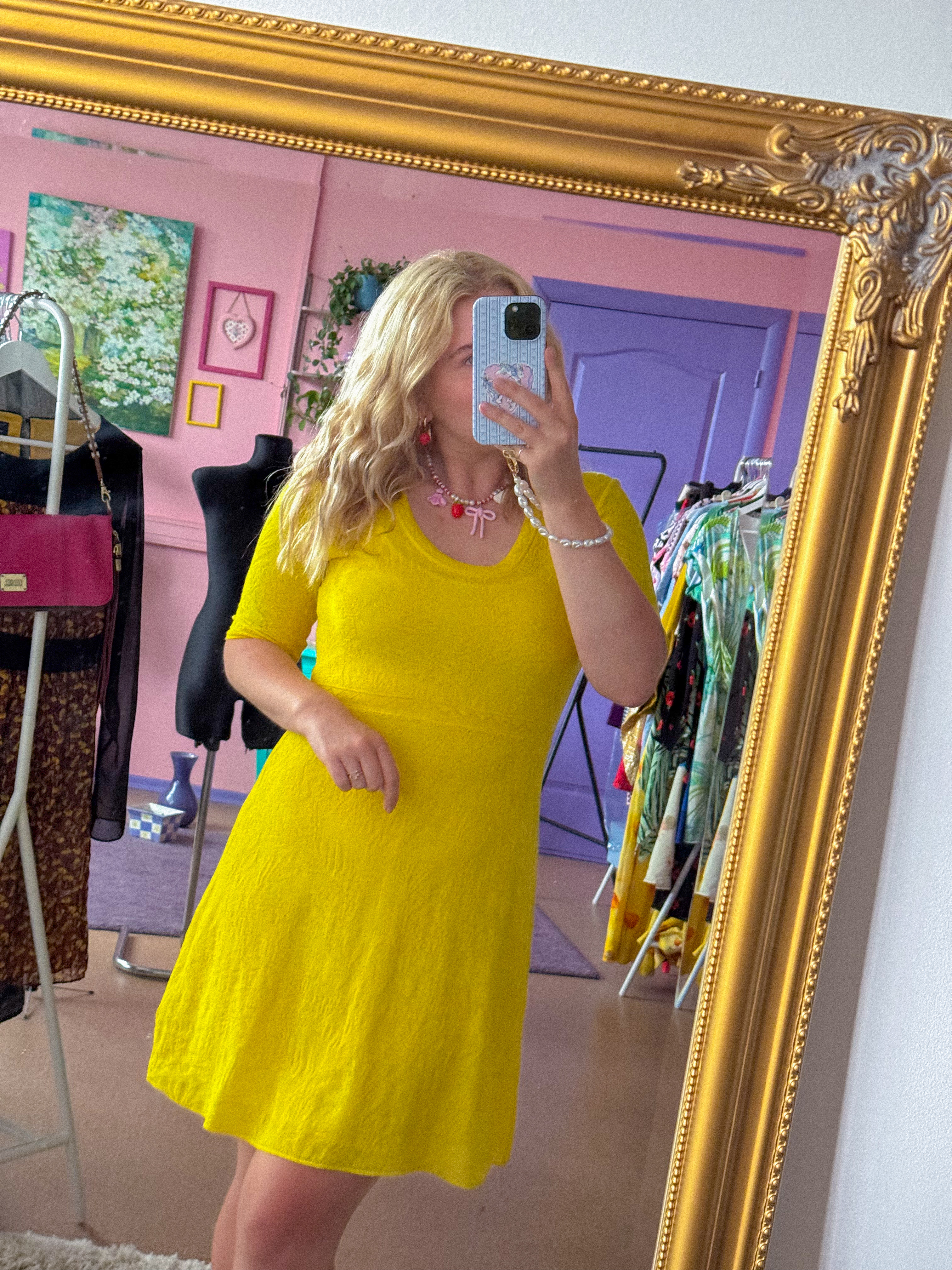MISSONI geltona megzta suknelė