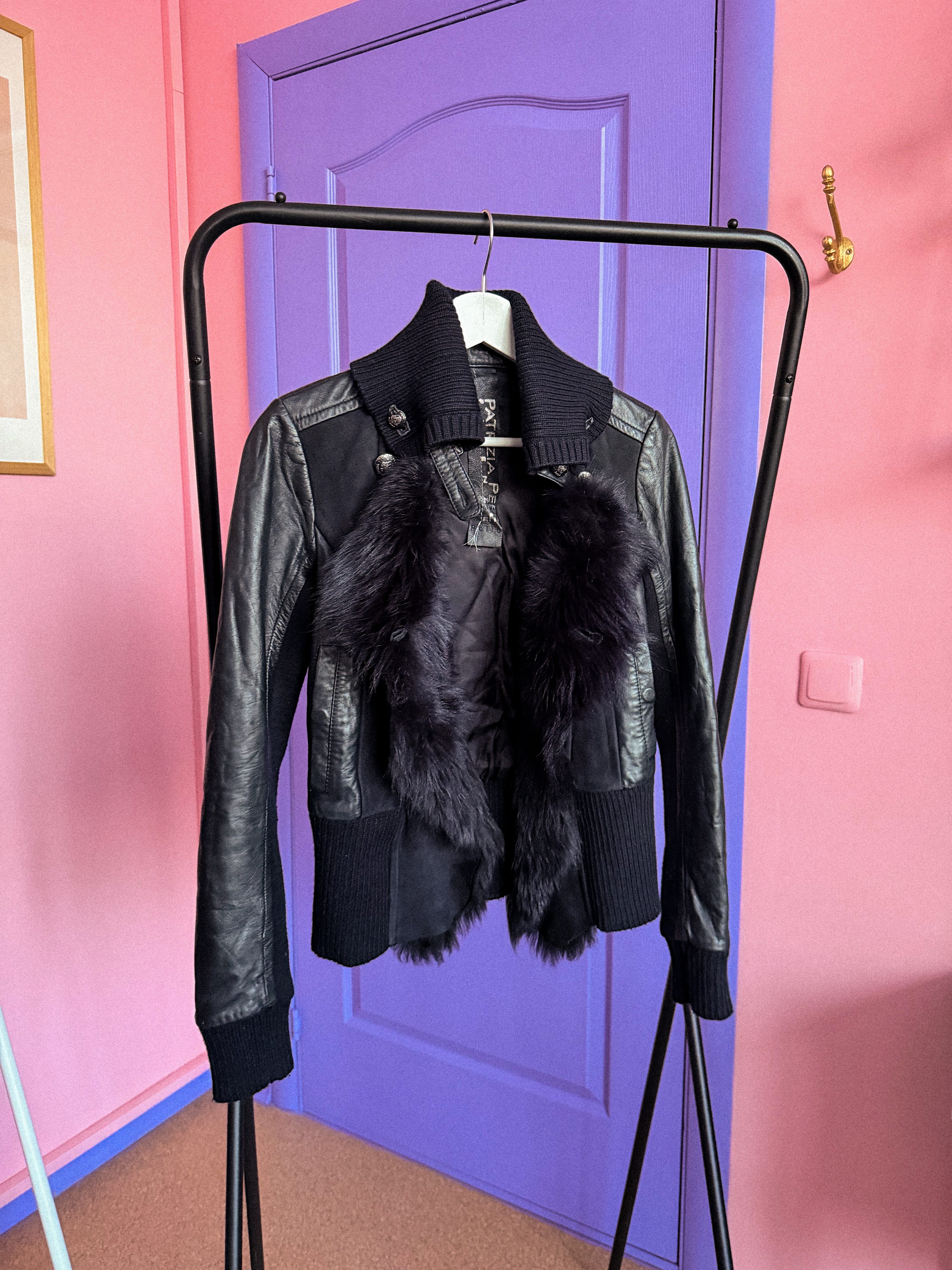 PATRIZIA PEPE odinė striukė su kailiu