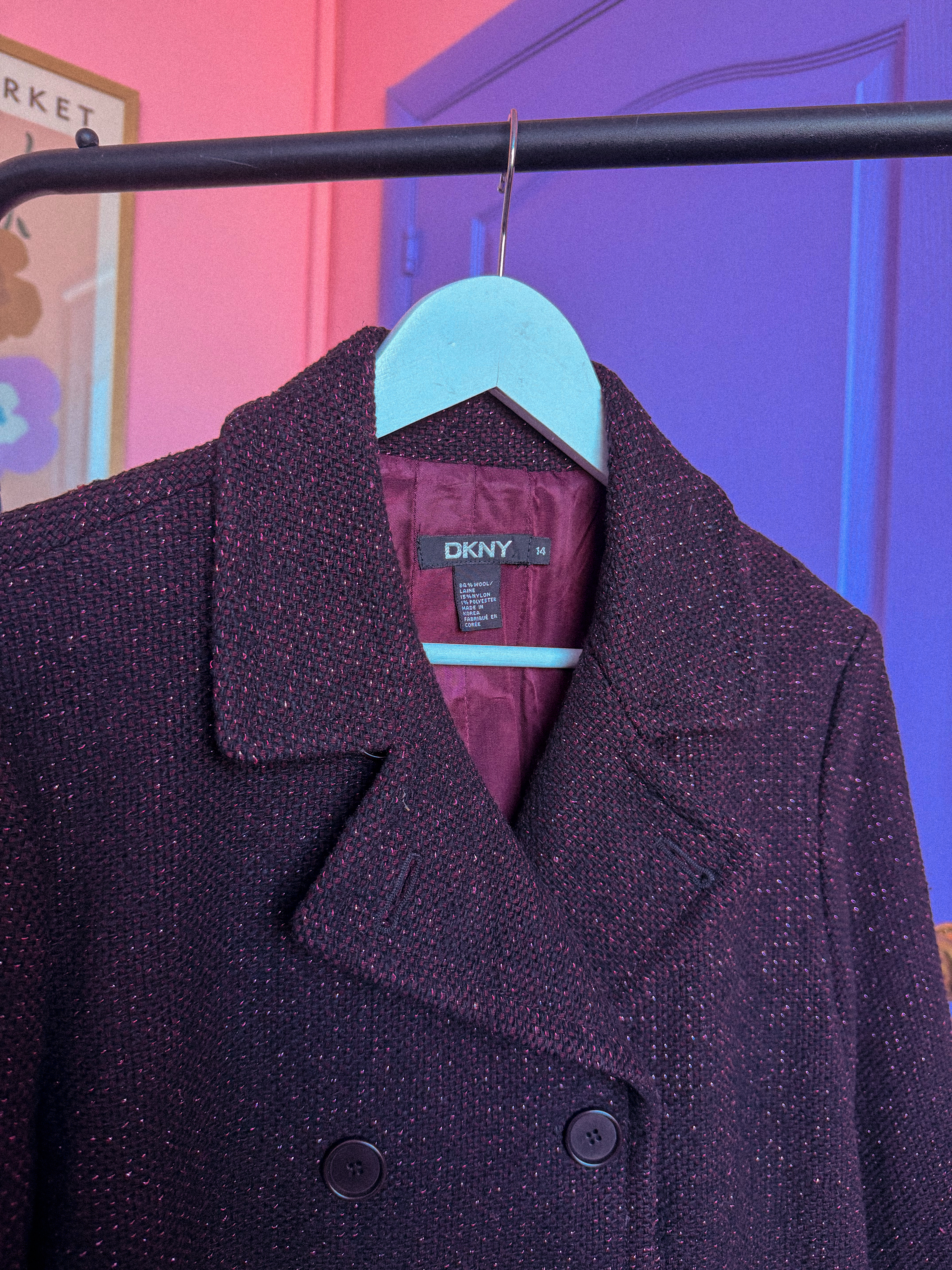 DKNY blizgus vilnos švarkelis