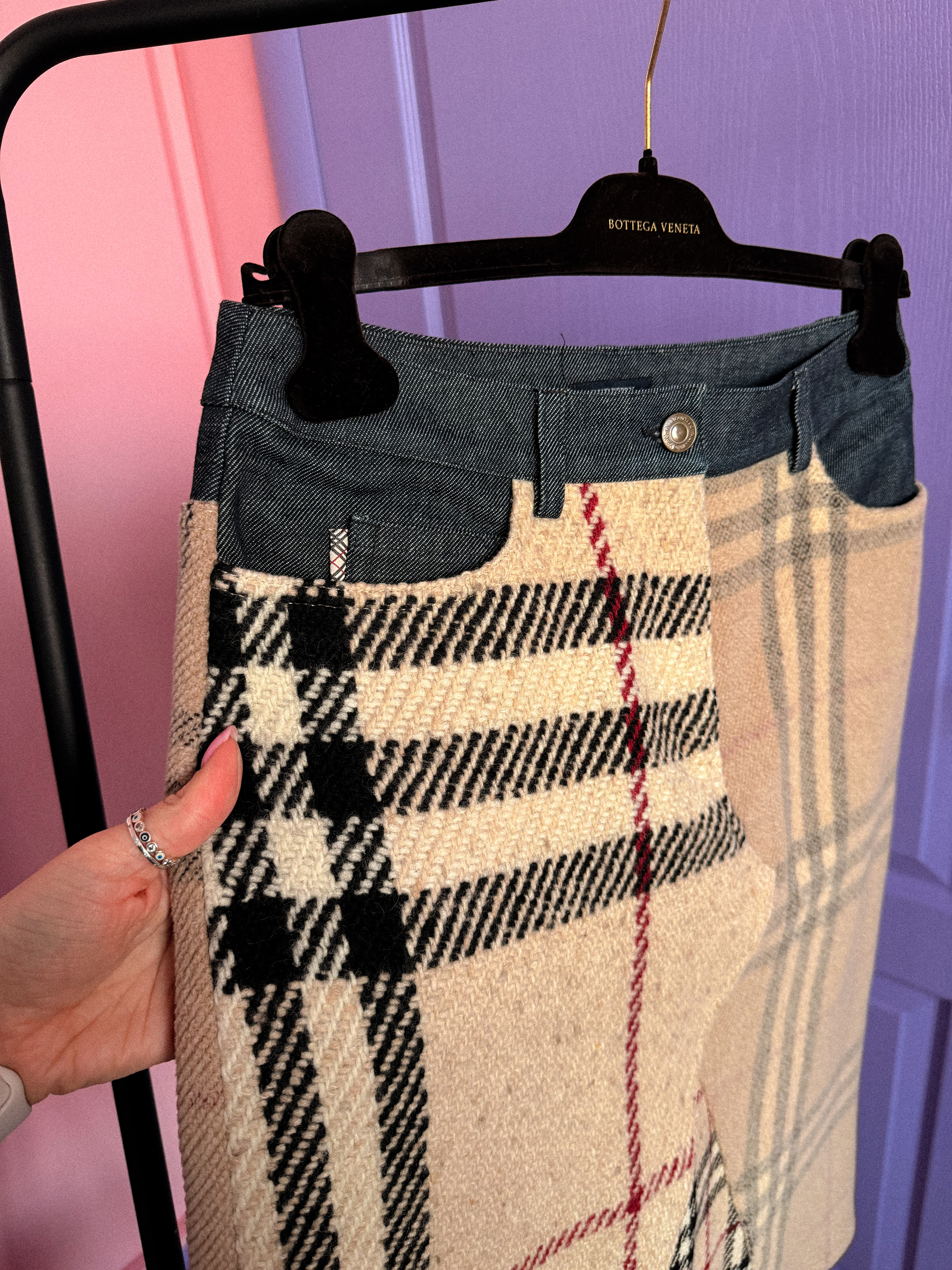 BURBERRY tvido midi sijonas