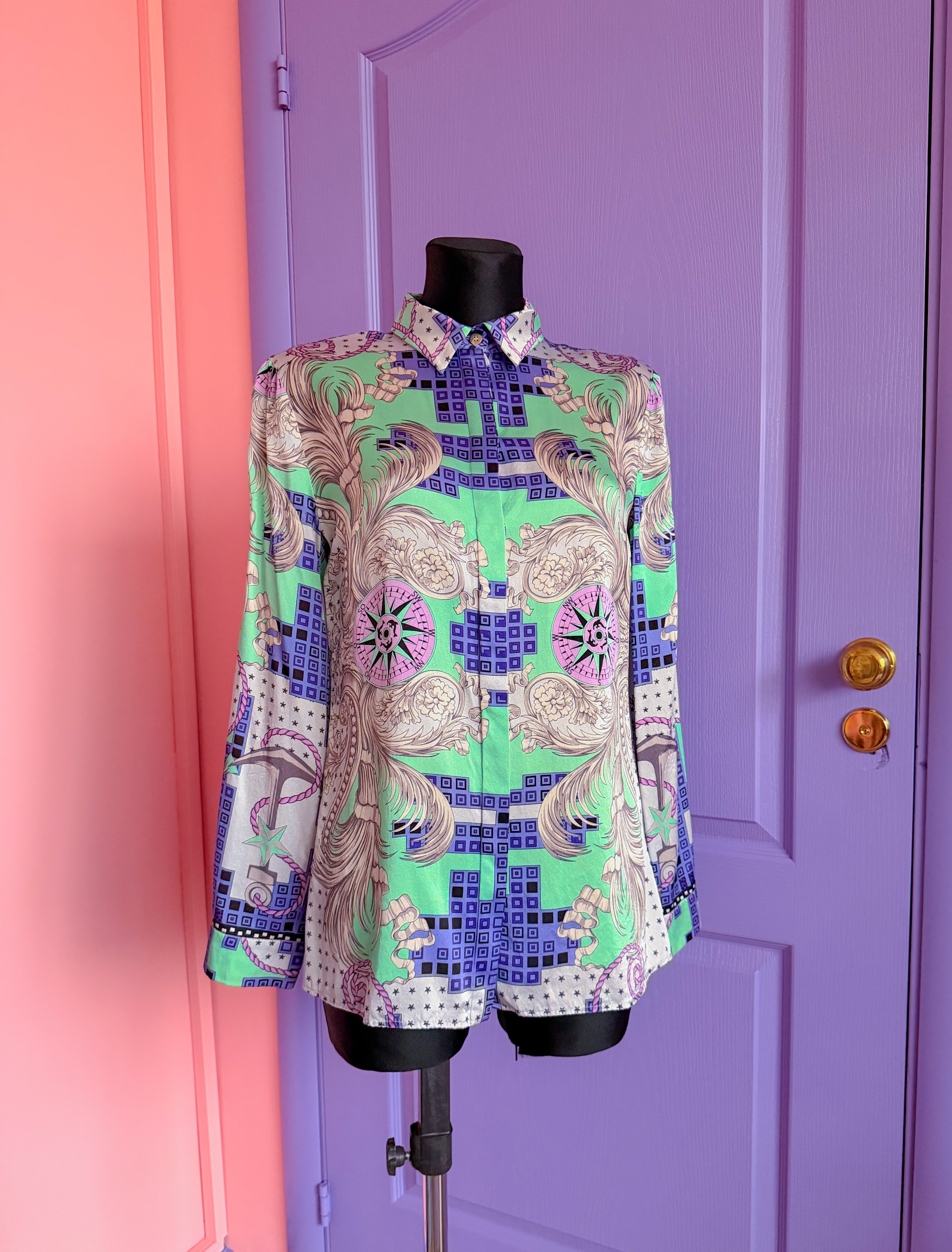 VERSACE šilkiniai raštuoti marškiniai