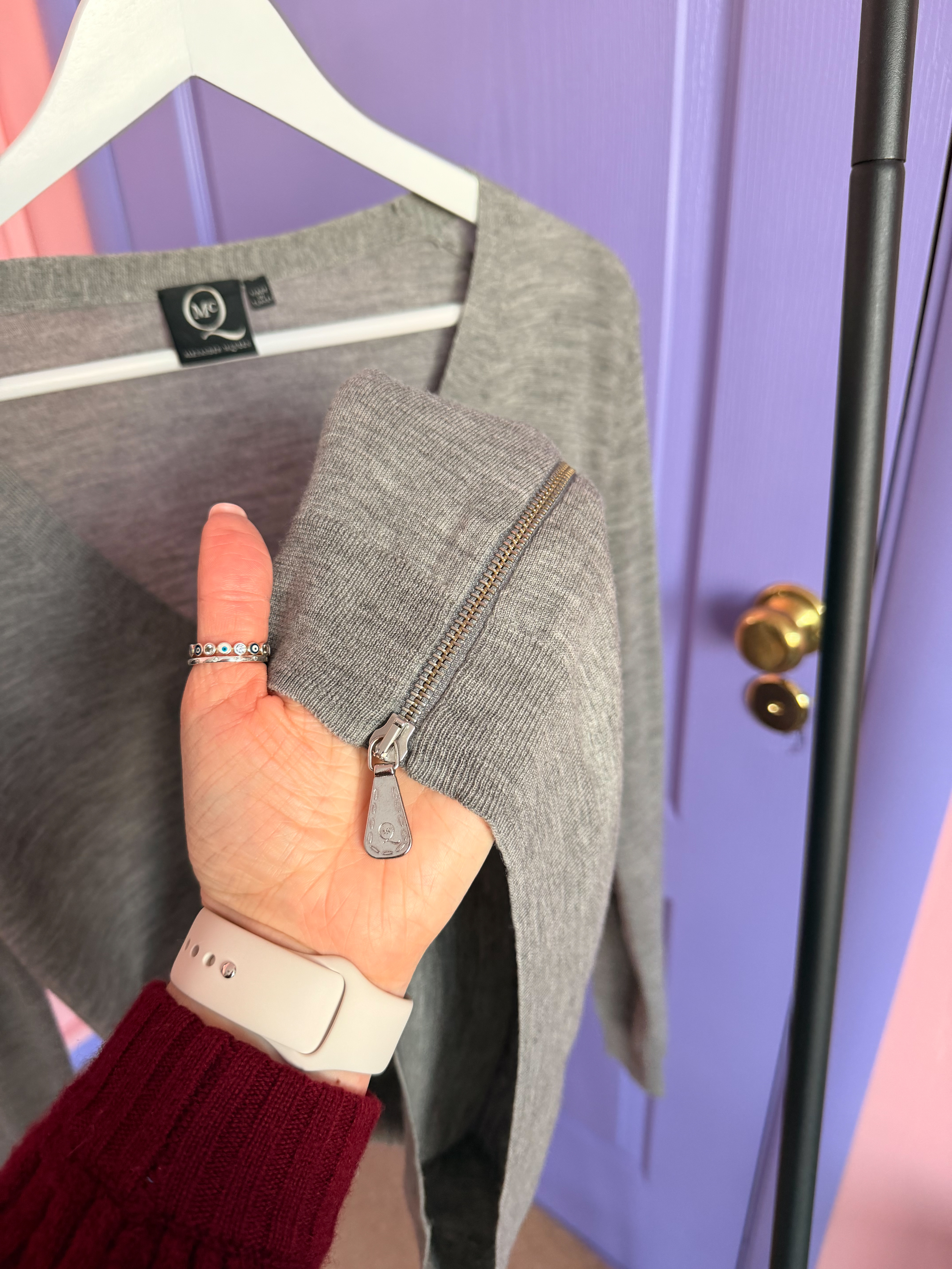 ALEXANDER MCQUEEN pilkas kardiganas