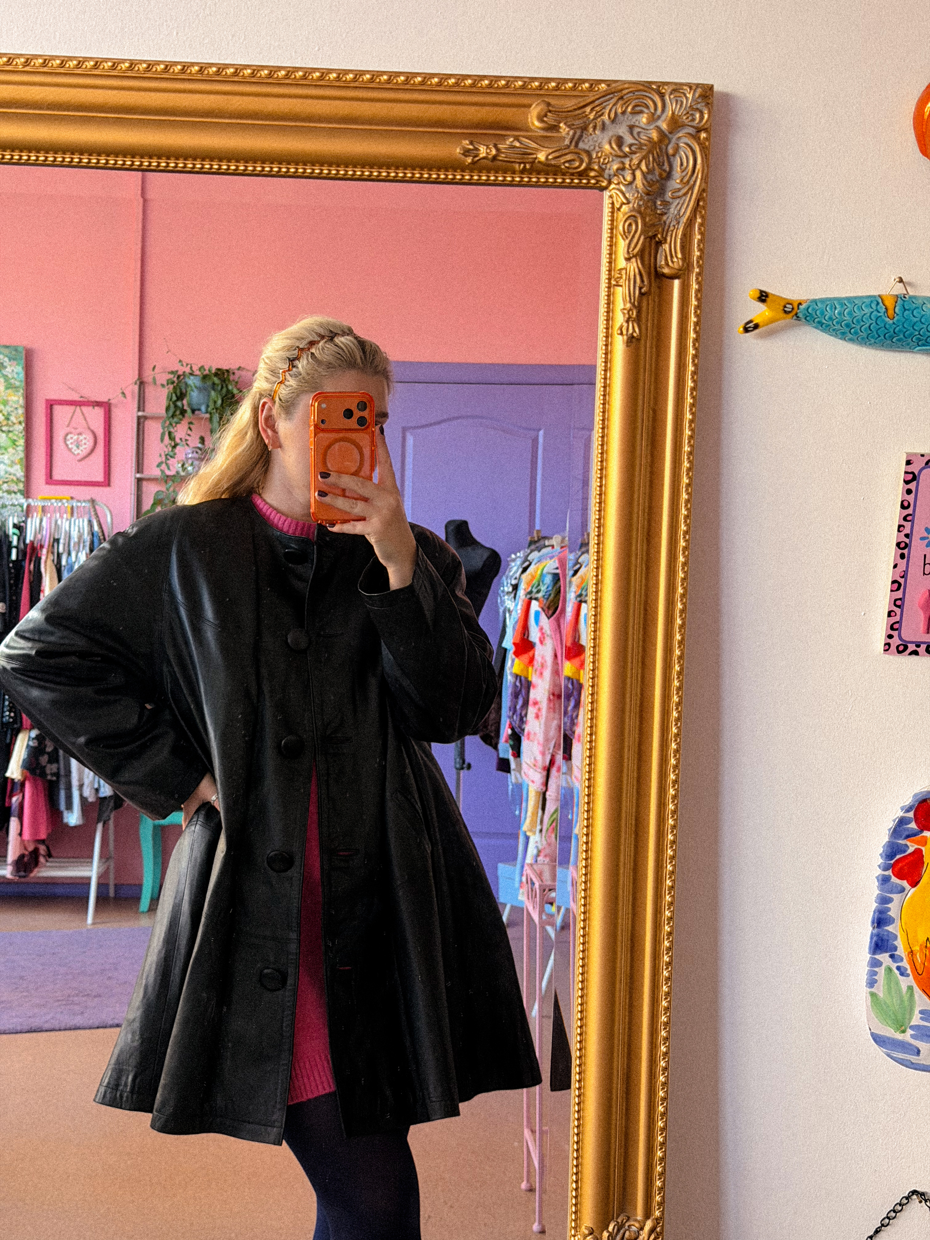 VINTAŽINIS odinis paltas