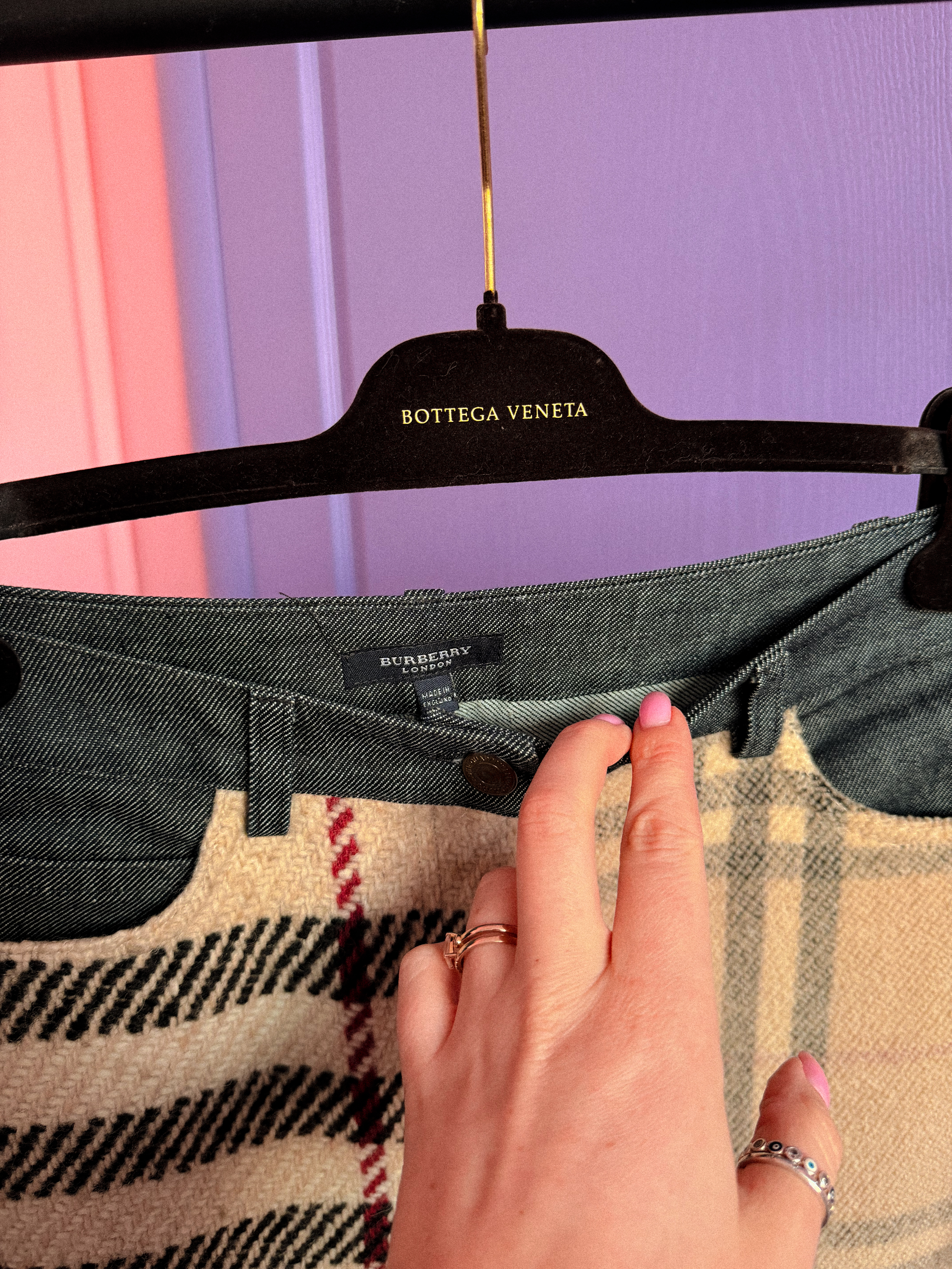 BURBERRY tvido midi sijonas