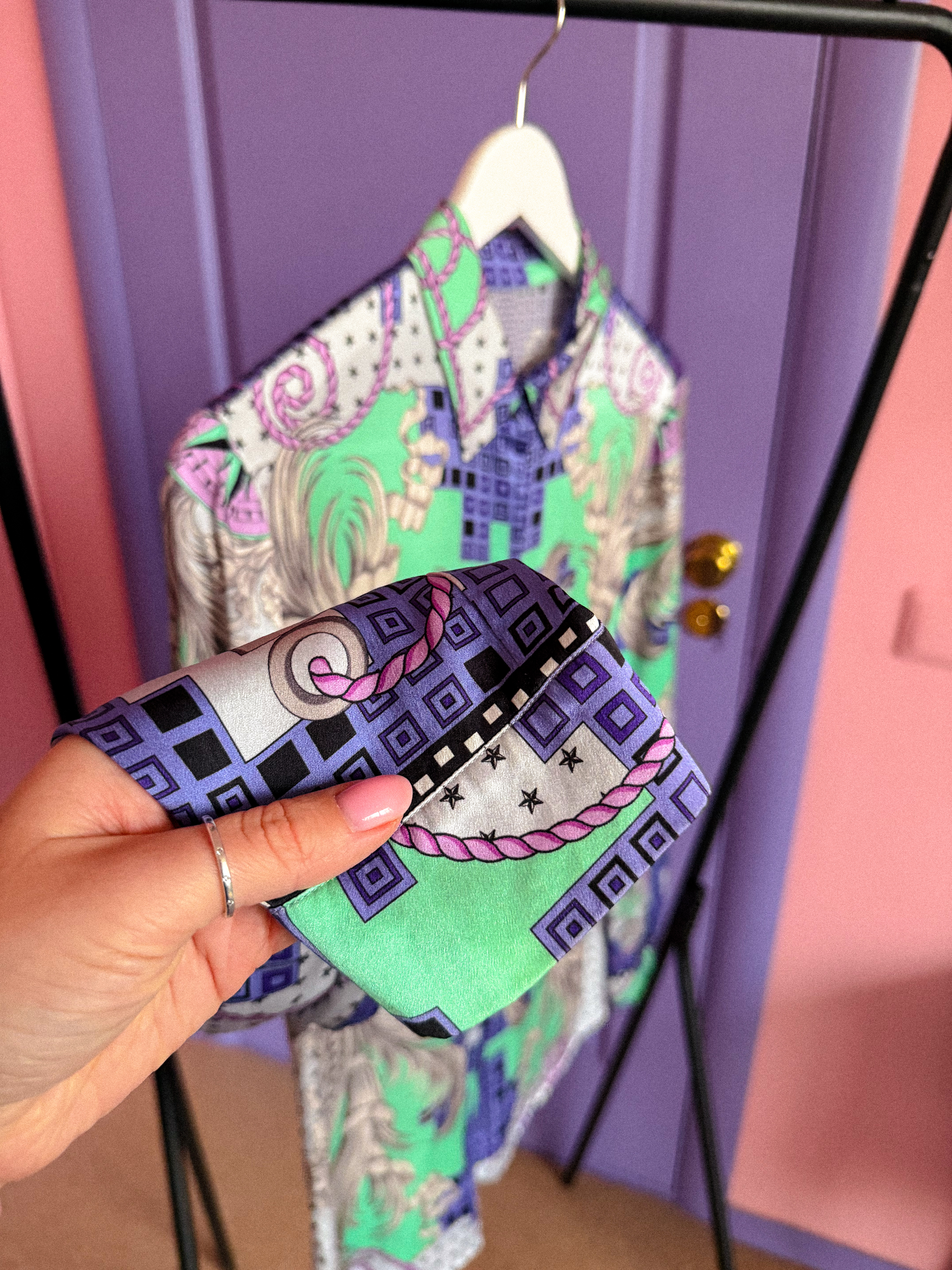 VERSACE šilkiniai raštuoti marškiniai