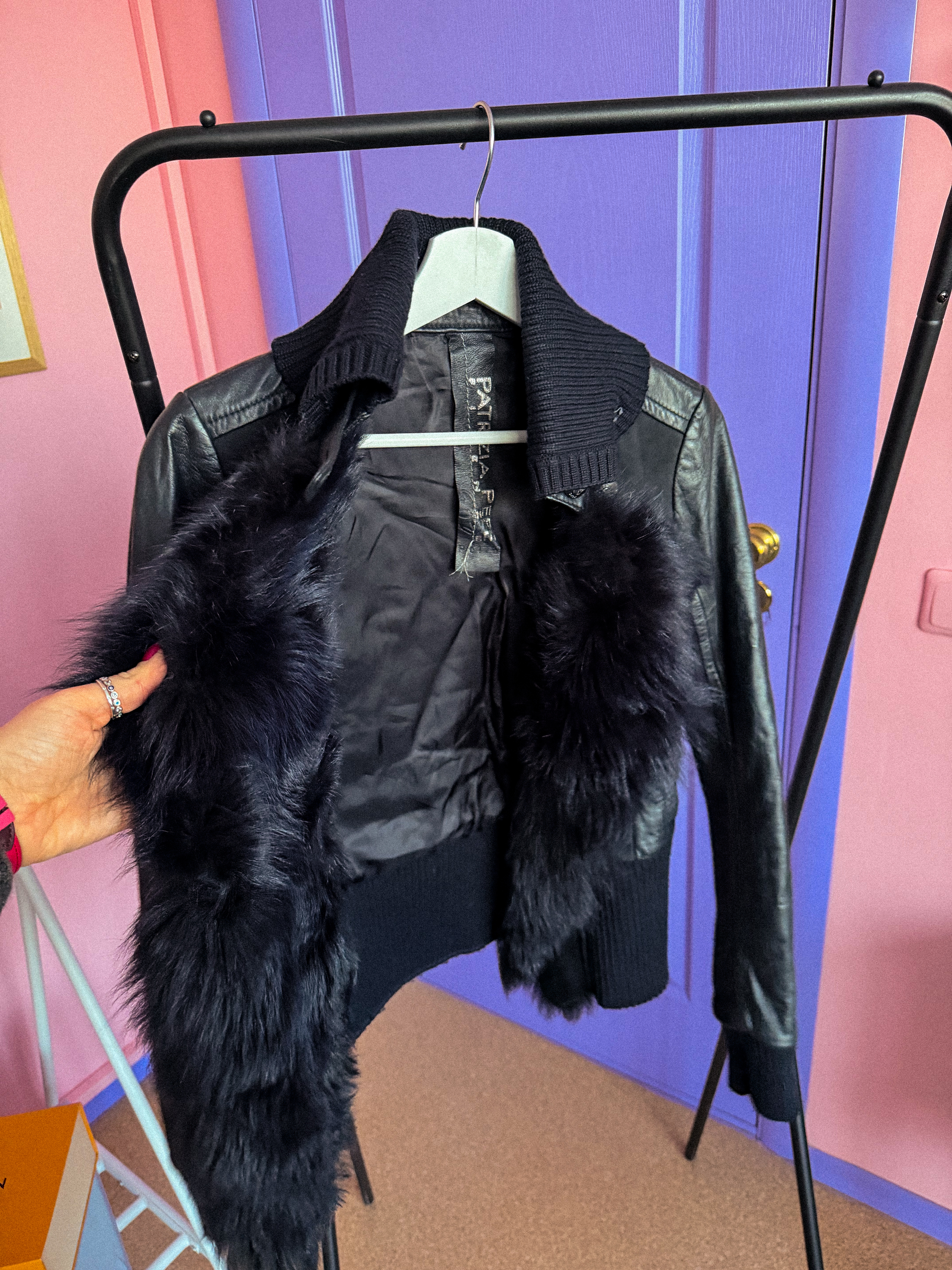 PATRIZIA PEPE odinė striukė su kailiu