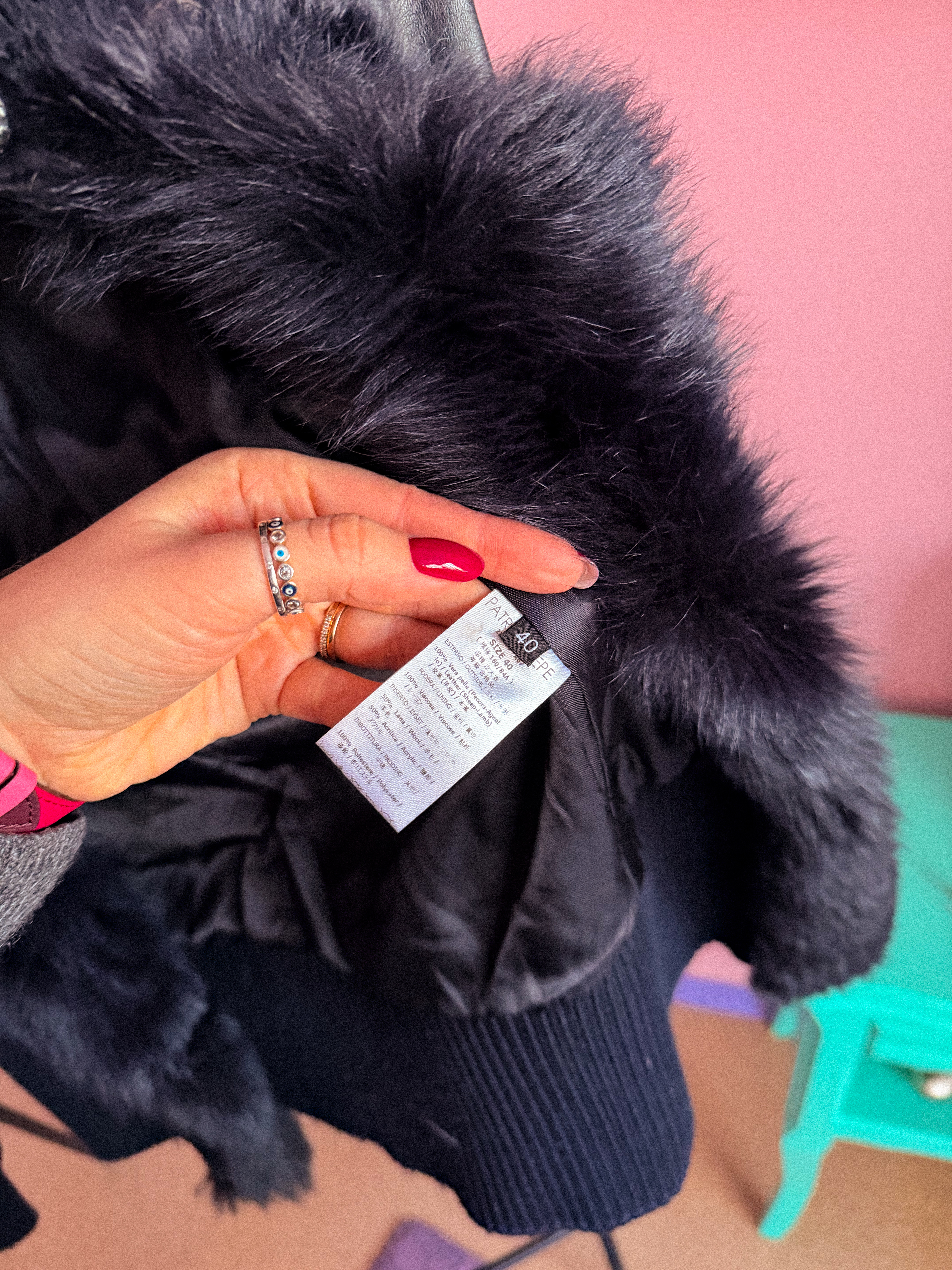 PATRIZIA PEPE odinė striukė su kailiu