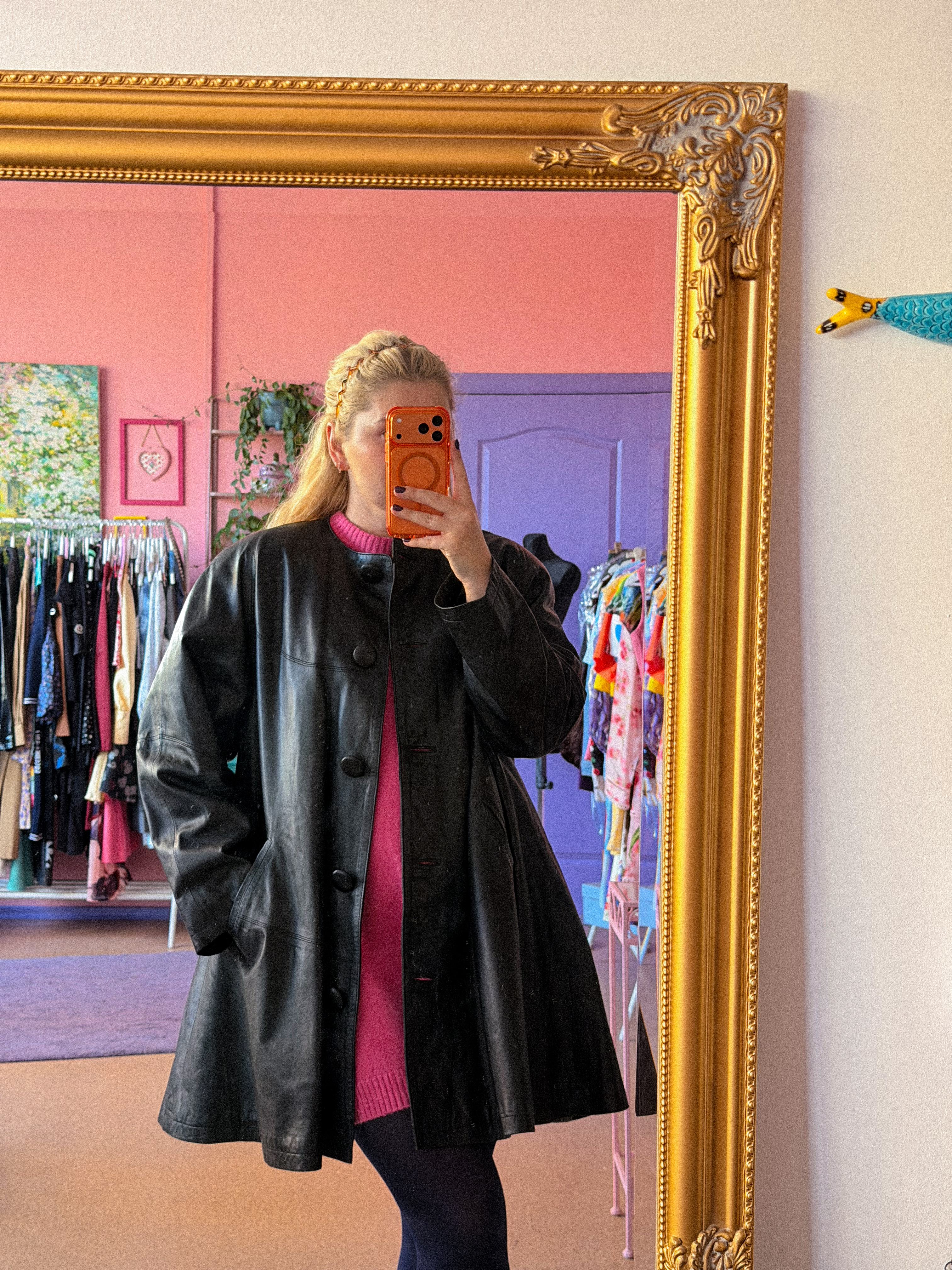 VINTAŽINIS odinis paltas