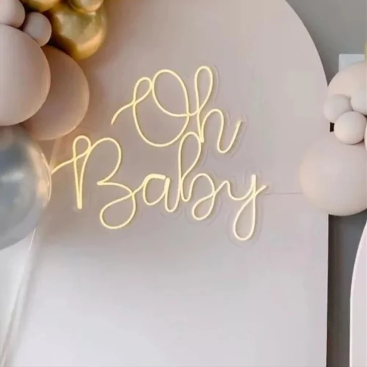 Placa Neon 'Oh Baby'