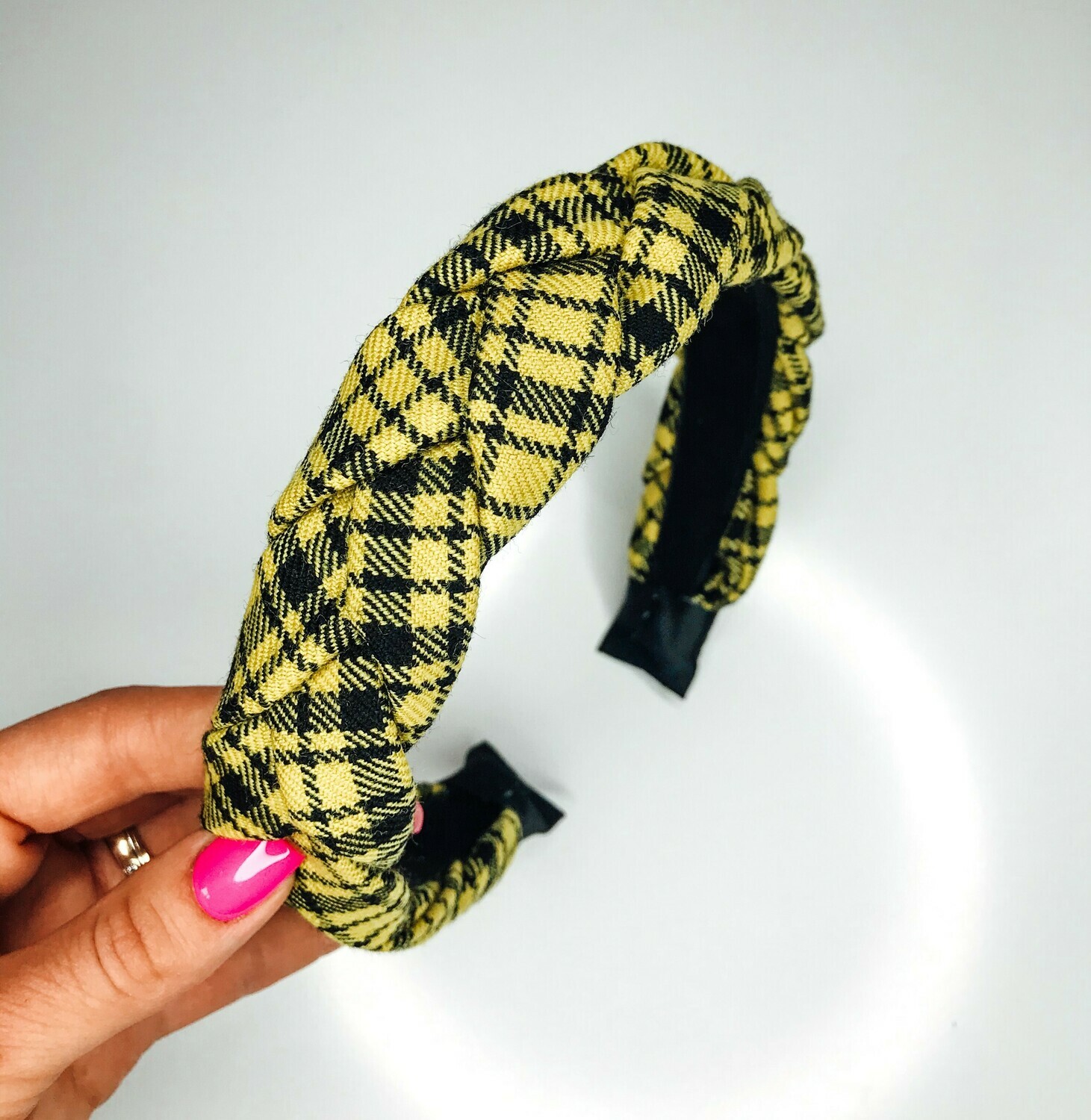 Pintas plaukų lankelis "Yellow tartan"