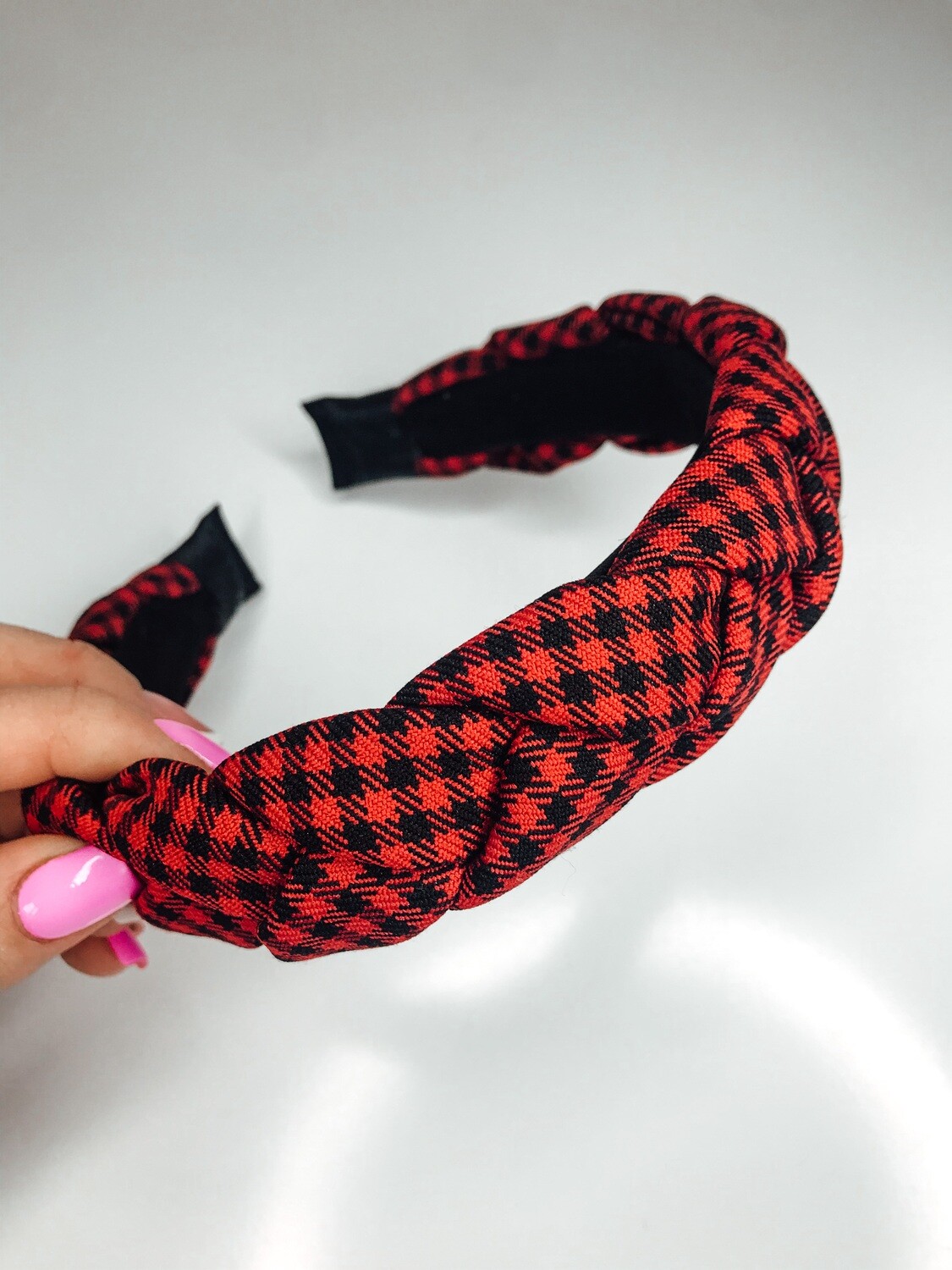 Pintas plaukų lankelis "Red chess"