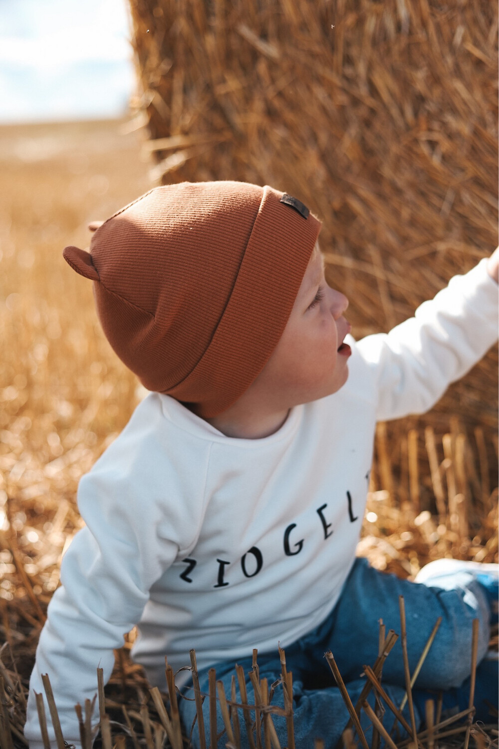 Dviguba kepurė "Tiny beanie - caramel"