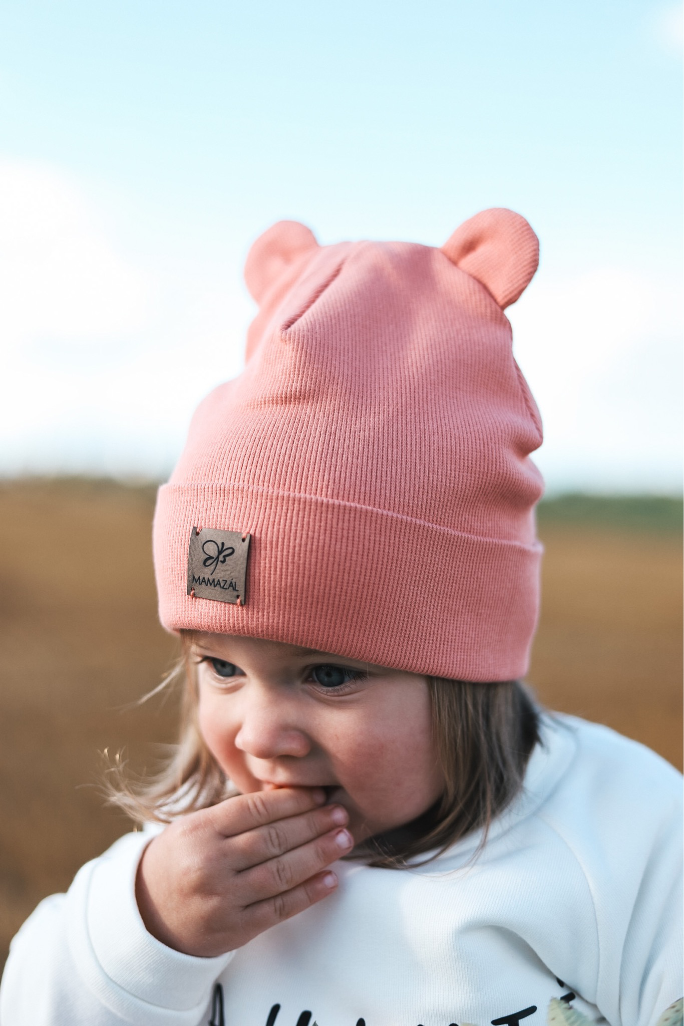 Dviguba kepurė "Tiny beanie - salmon"