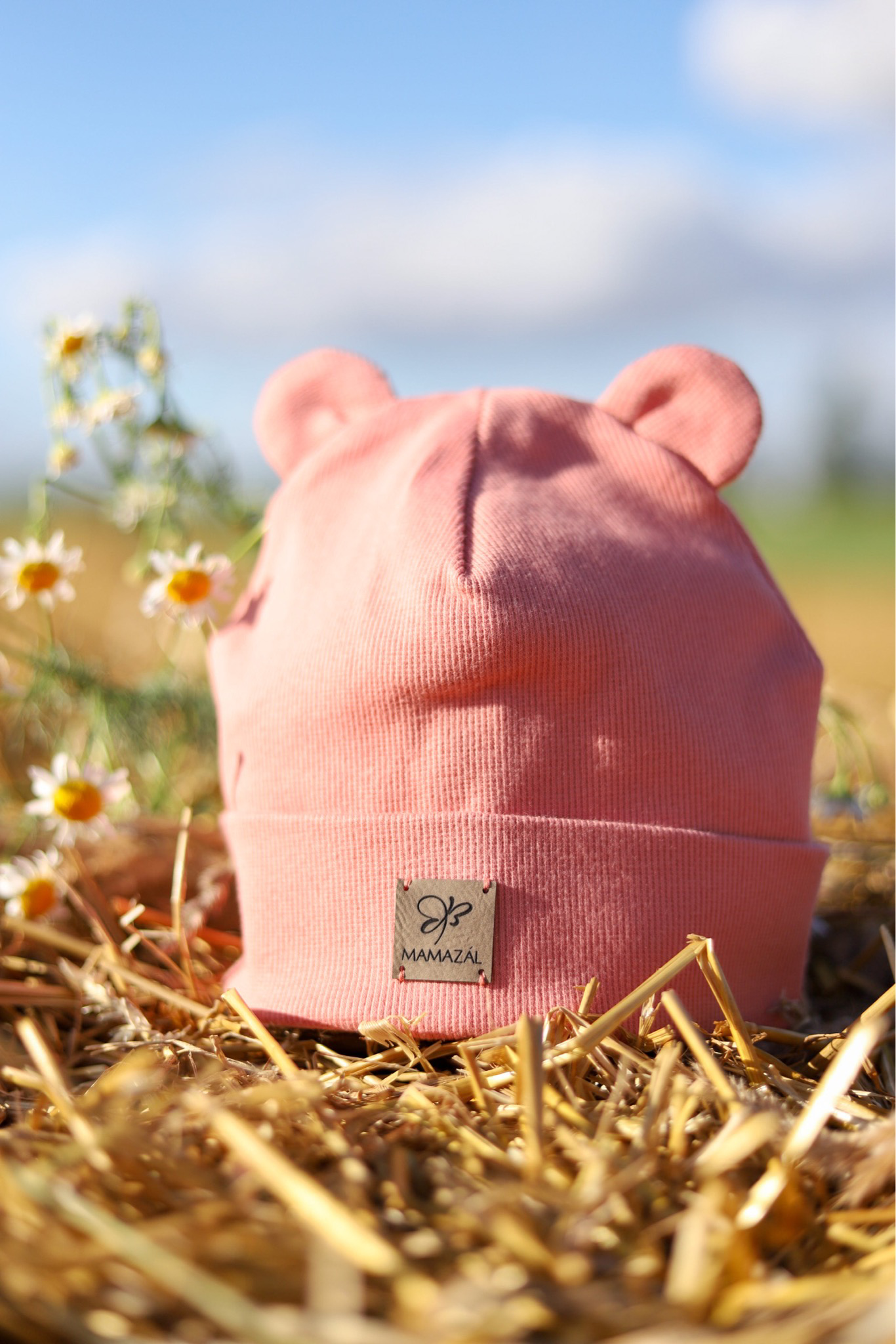 Dviguba kepurė "Tiny beanie - salmon"