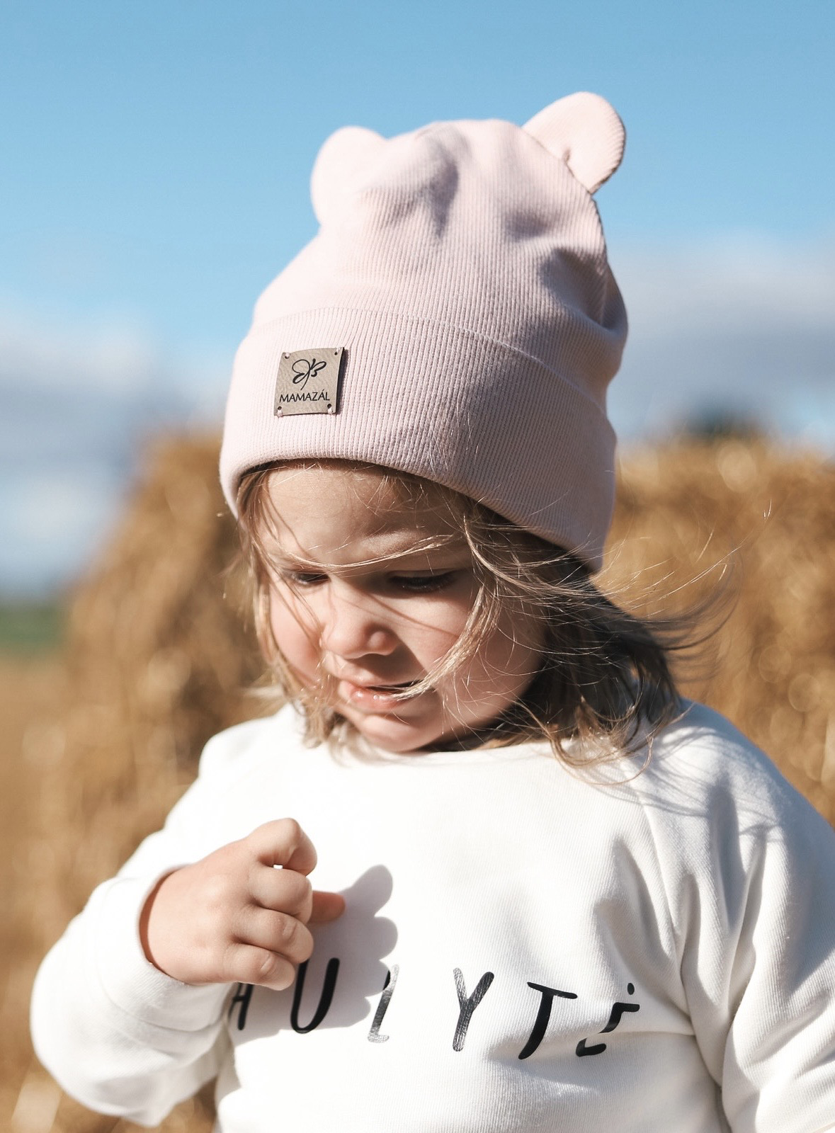 Dviguba kepurė "Tiny beanie - dusty pink"