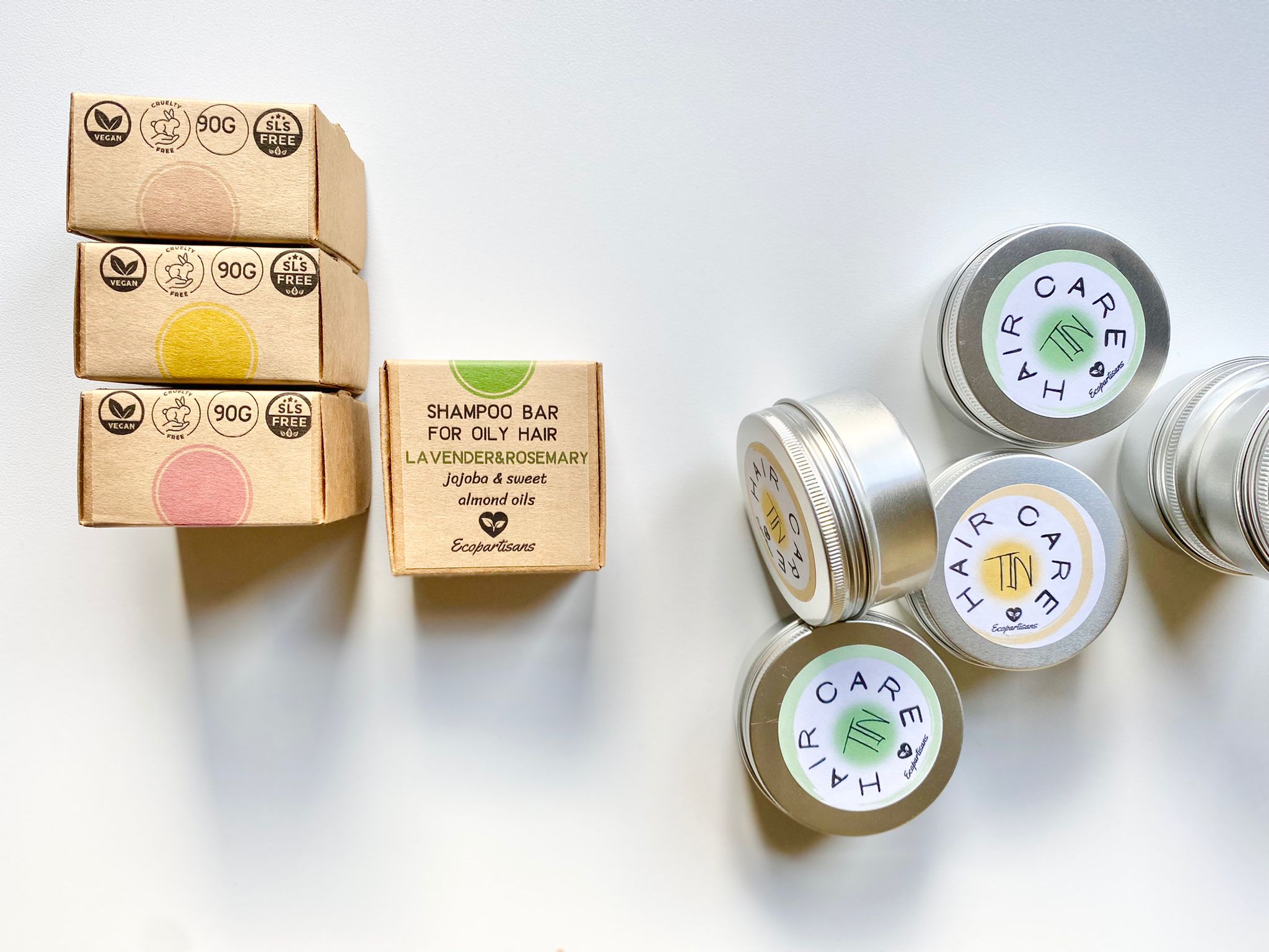 Tins/travel containers for haircare bars