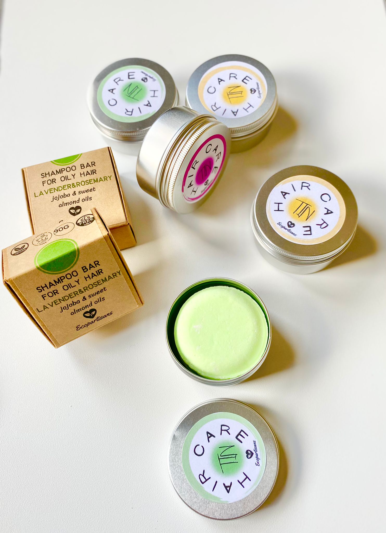 Tins/travel containers for haircare bars
