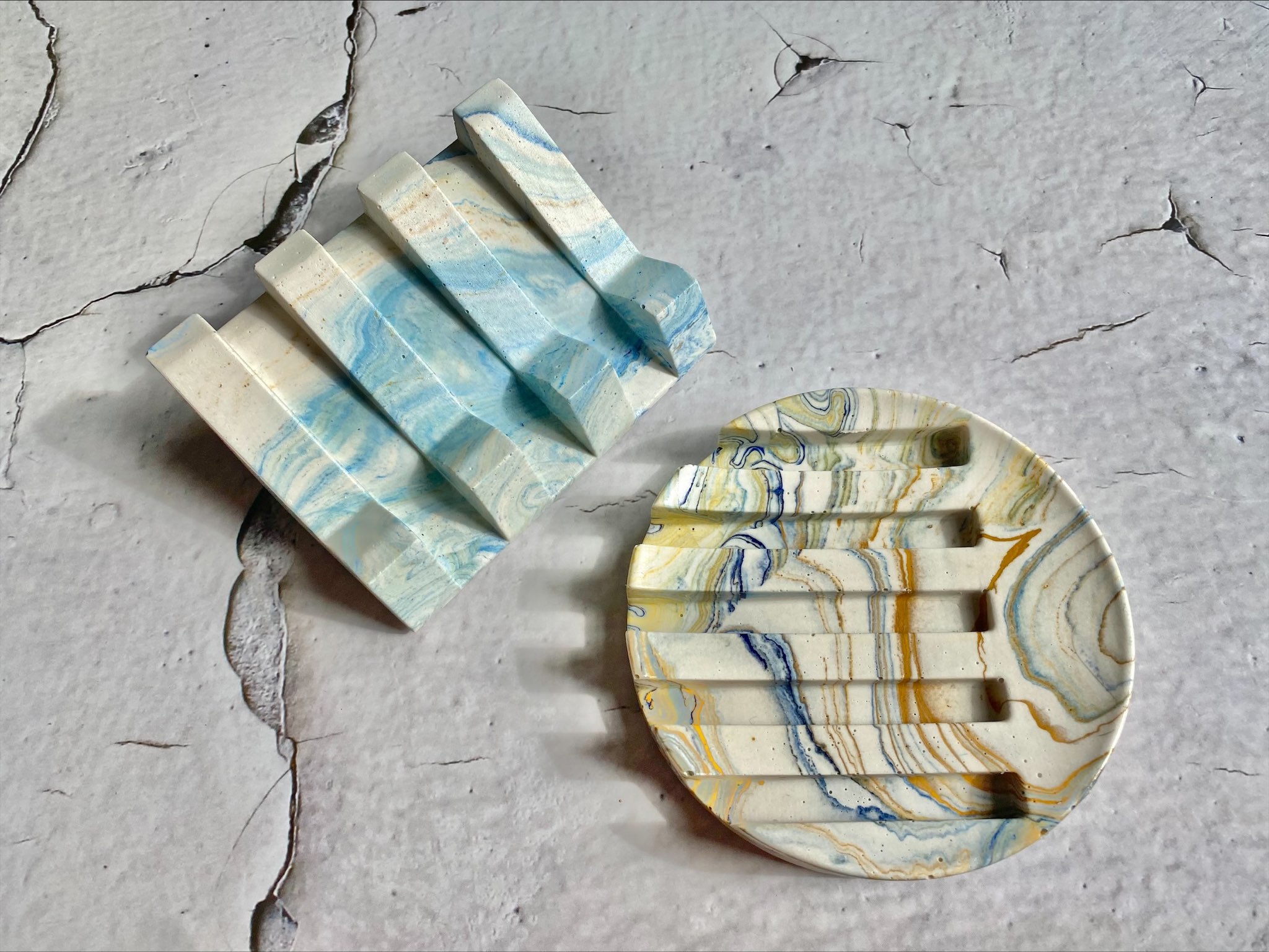 Van Gogh inspired  marble jesmonite soap/shampoo dish