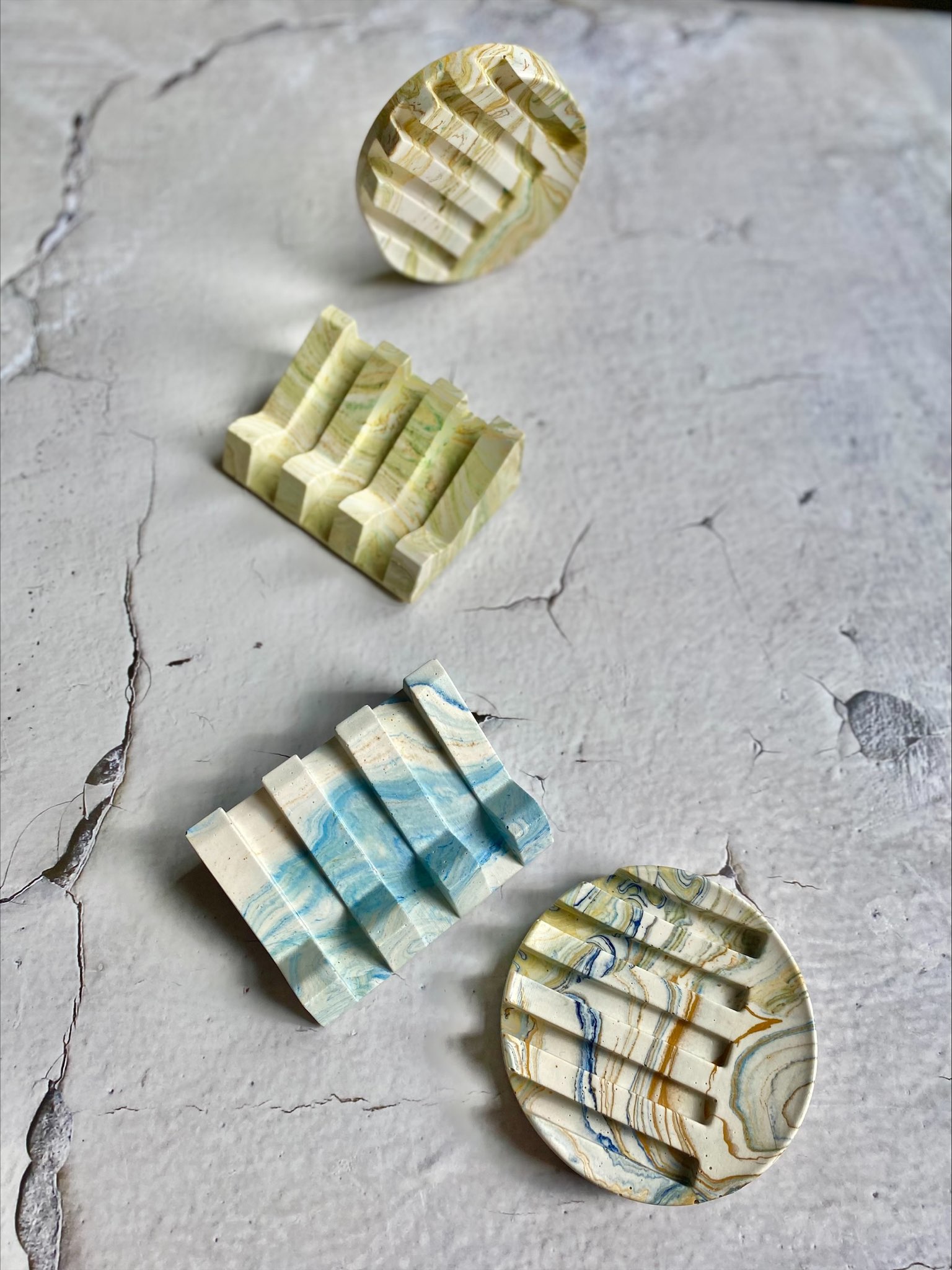 Van Gogh inspired  marble jesmonite soap/shampoo dish