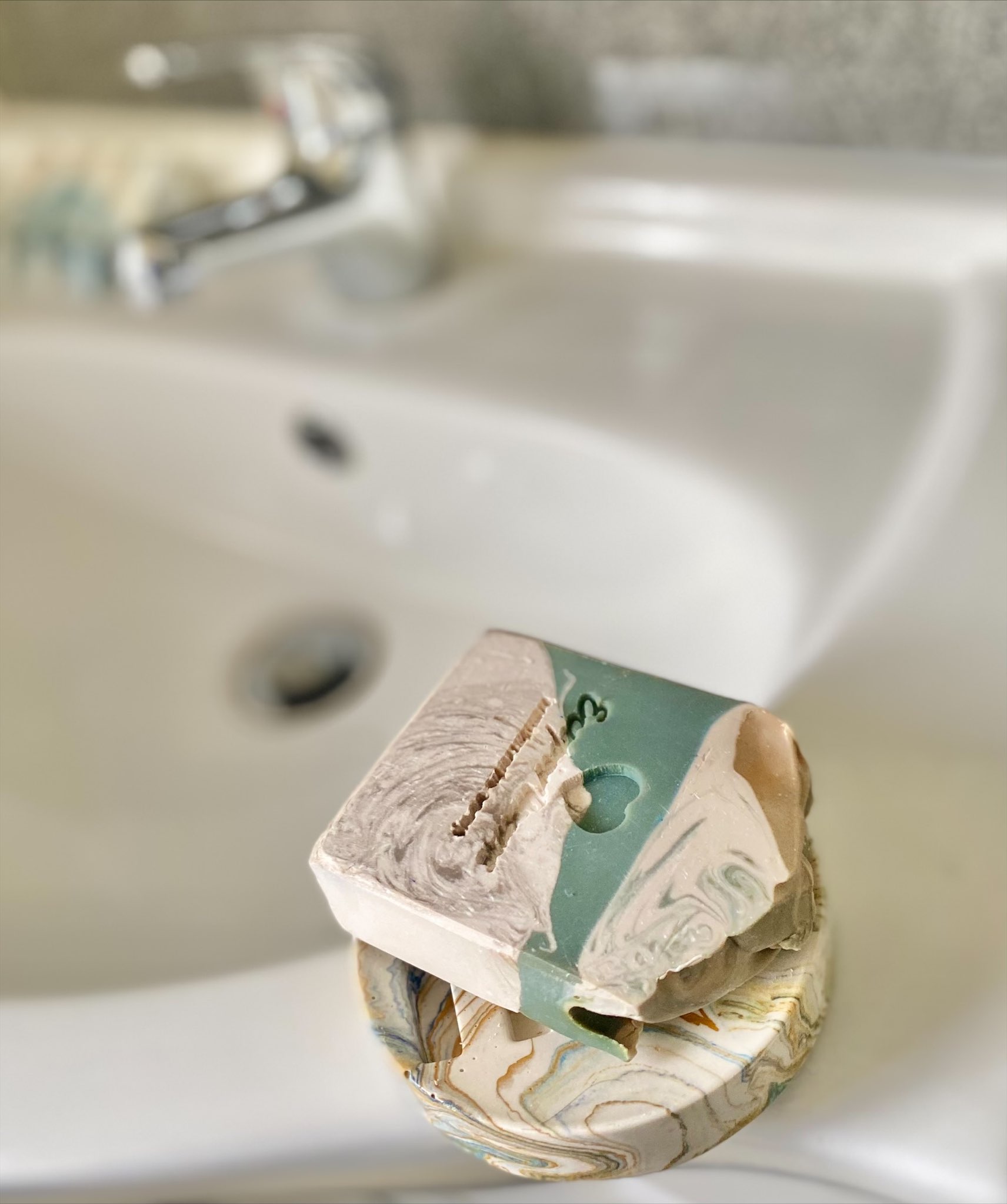 Van Gogh inspired  marble jesmonite soap/shampoo dish