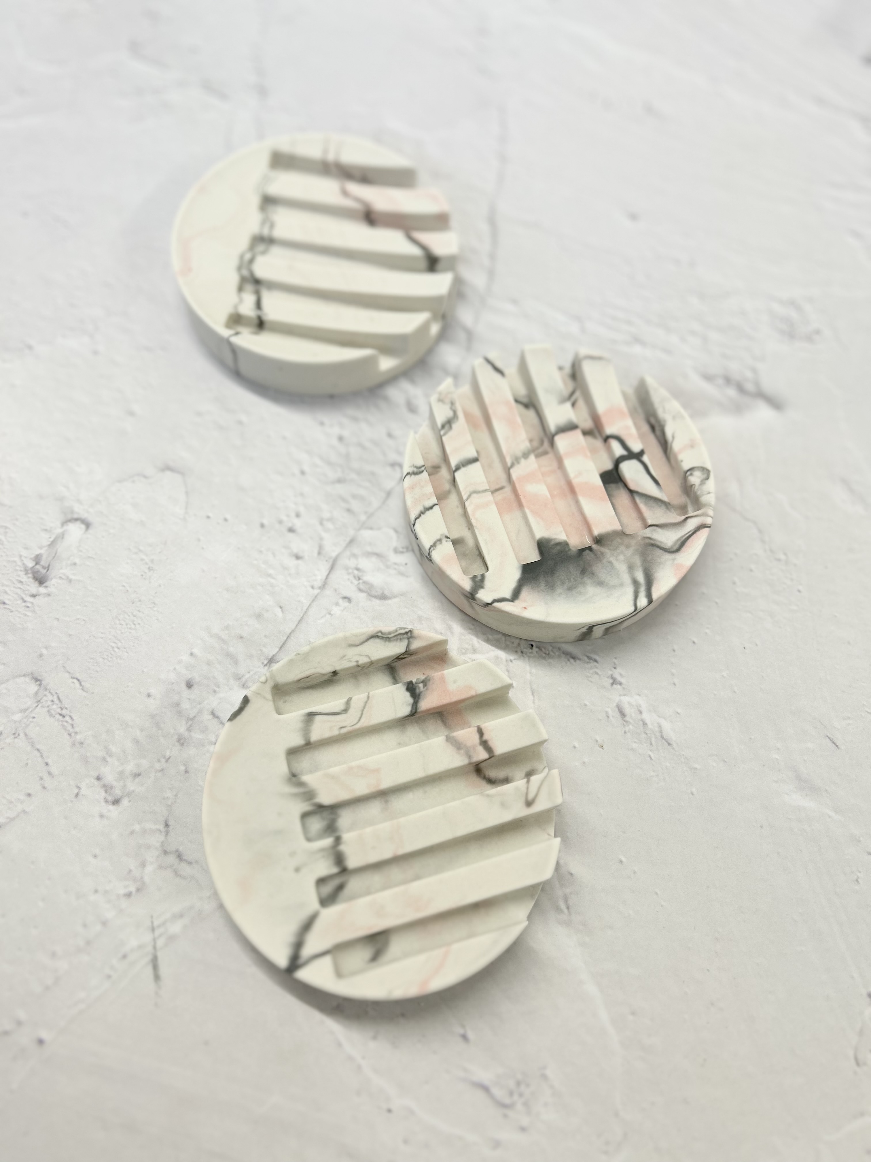 SOAP/SHAMPOO DISH made from jesmonite grey & pink marble