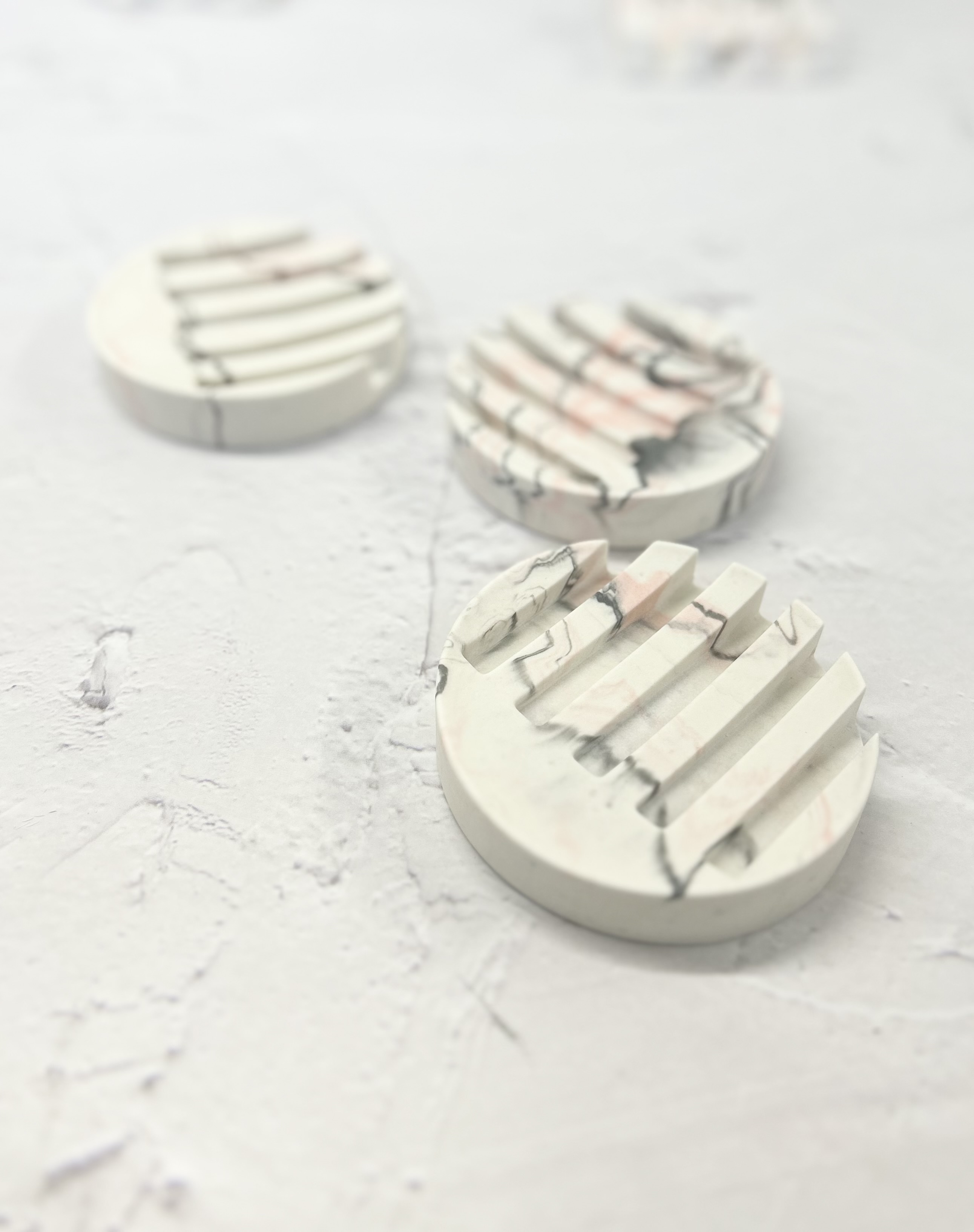 SOAP/SHAMPOO DISH made from jesmonite grey & pink marble