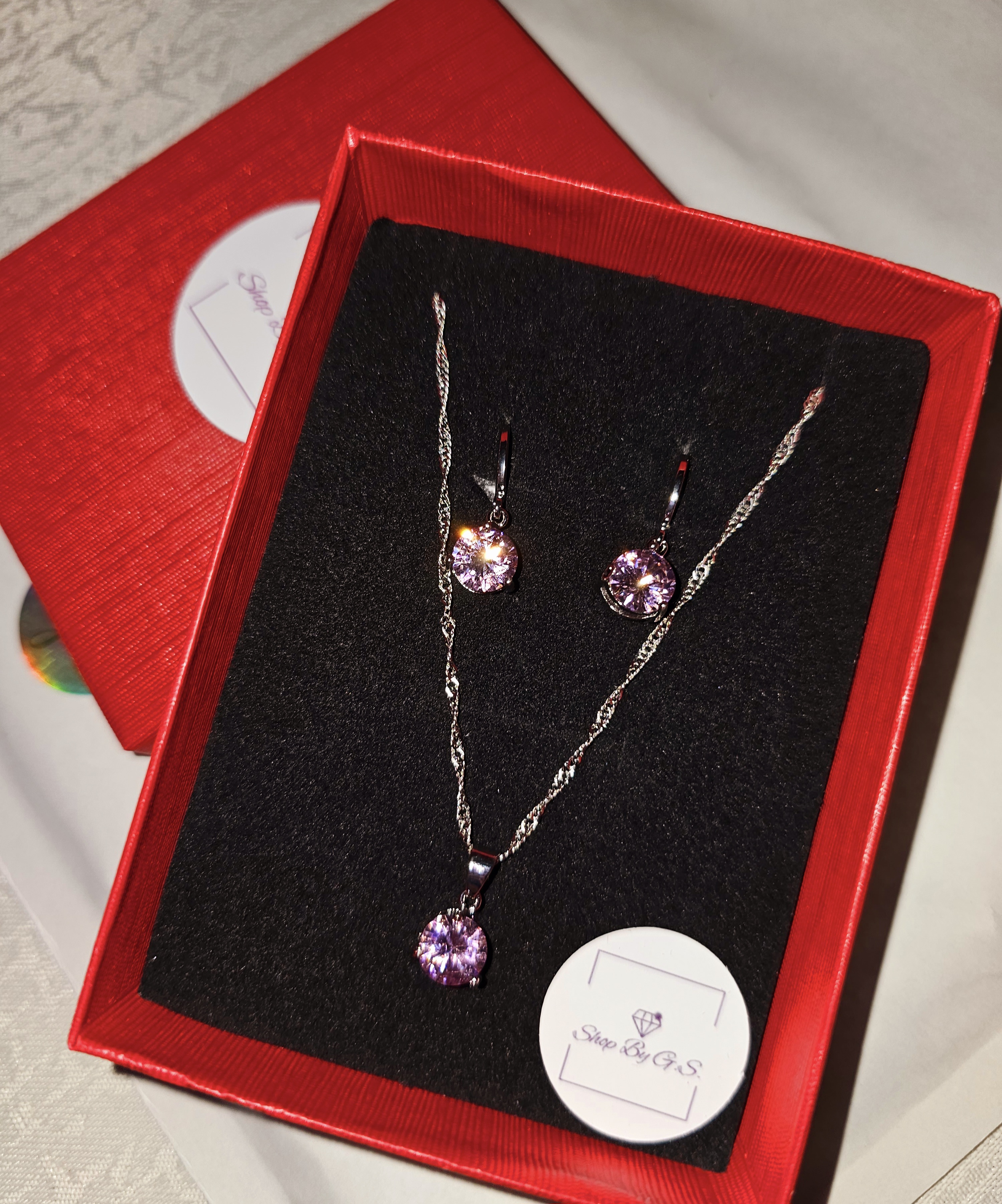 Candy papuošalų rinkinys su rožiniu cirkoniu