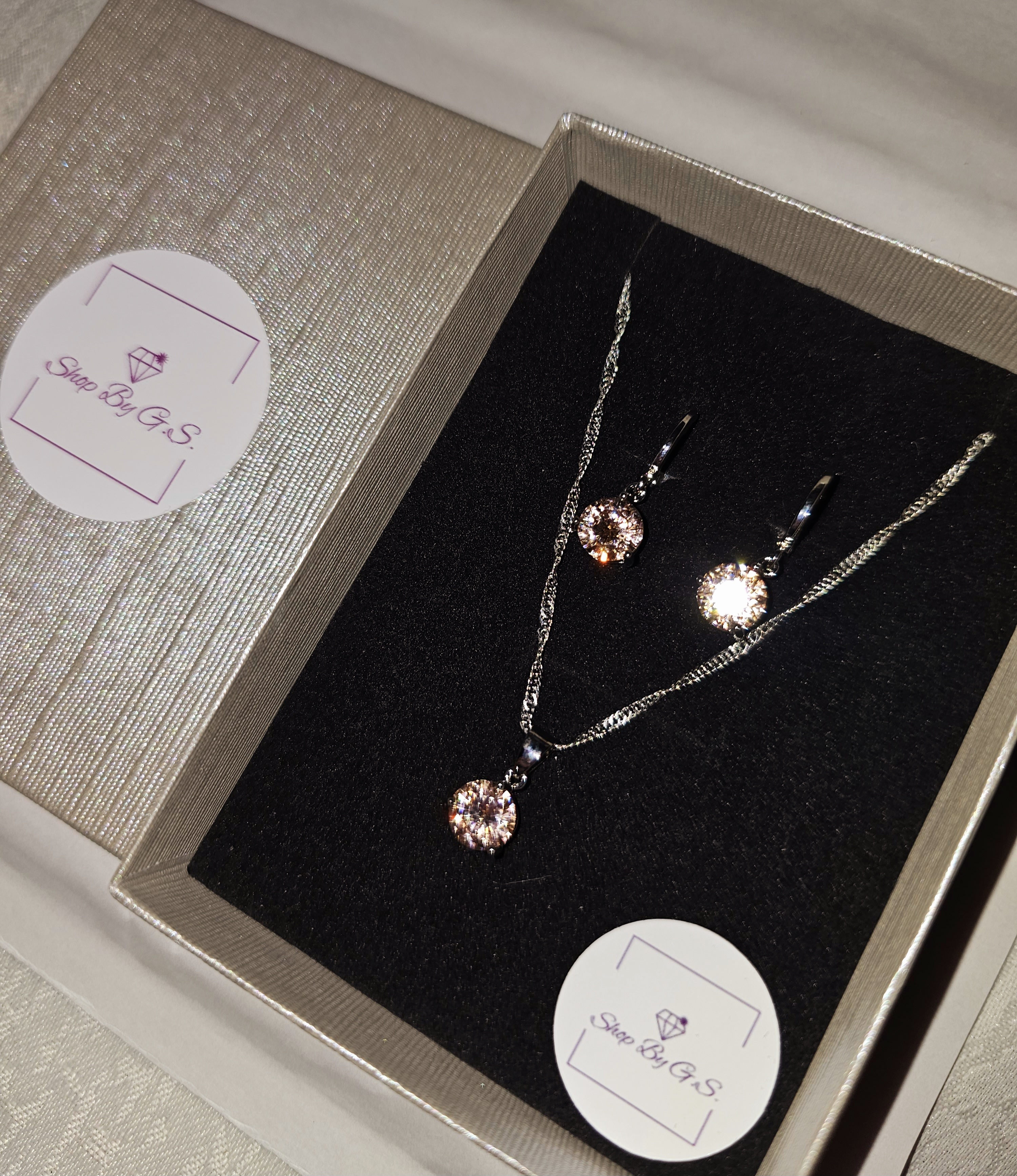 Candy papuošalų rinkinys su šampaniniu cirkoniu