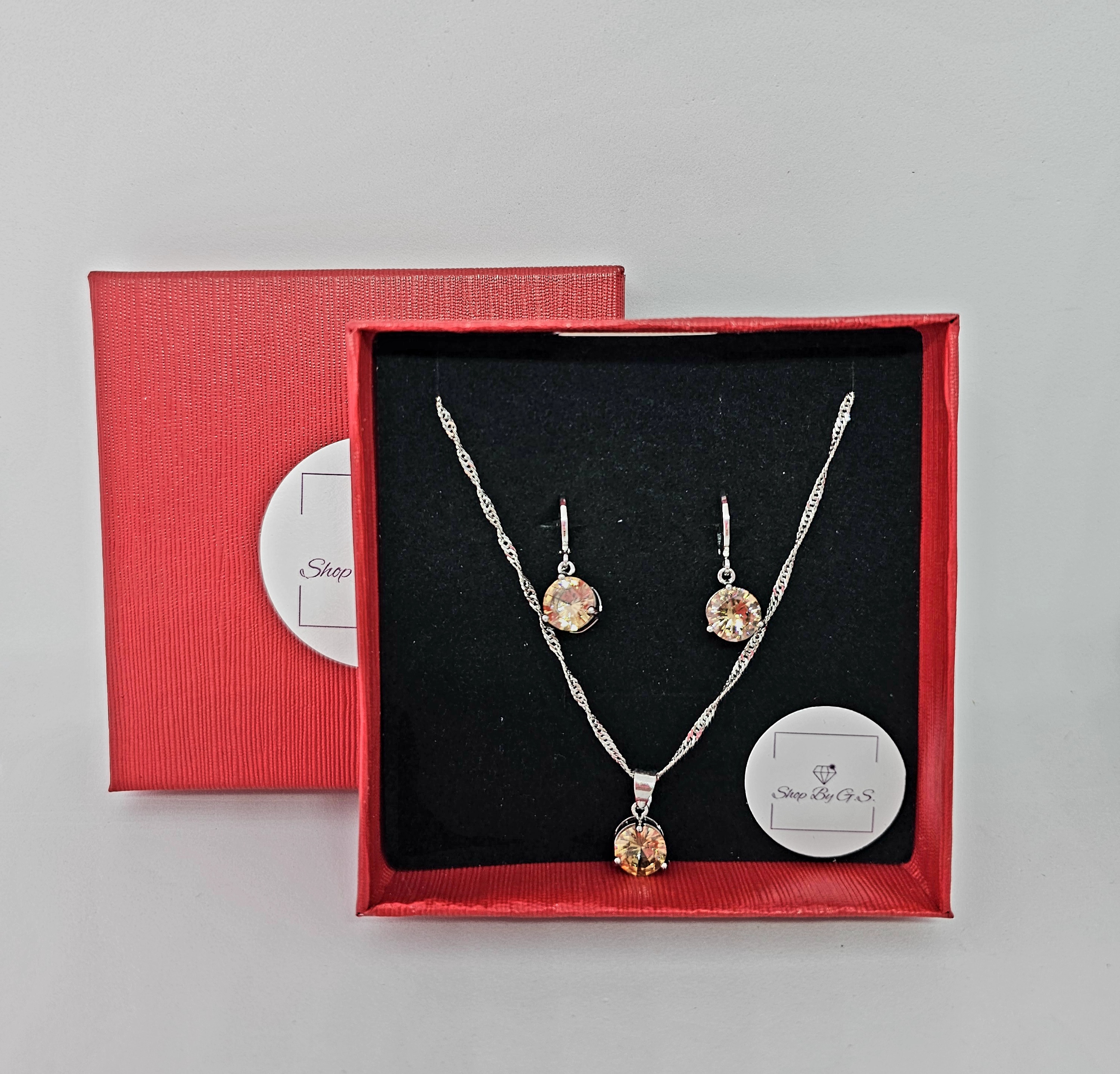 Candy papuošalų rinkinys su šampaniniu cirkoniu