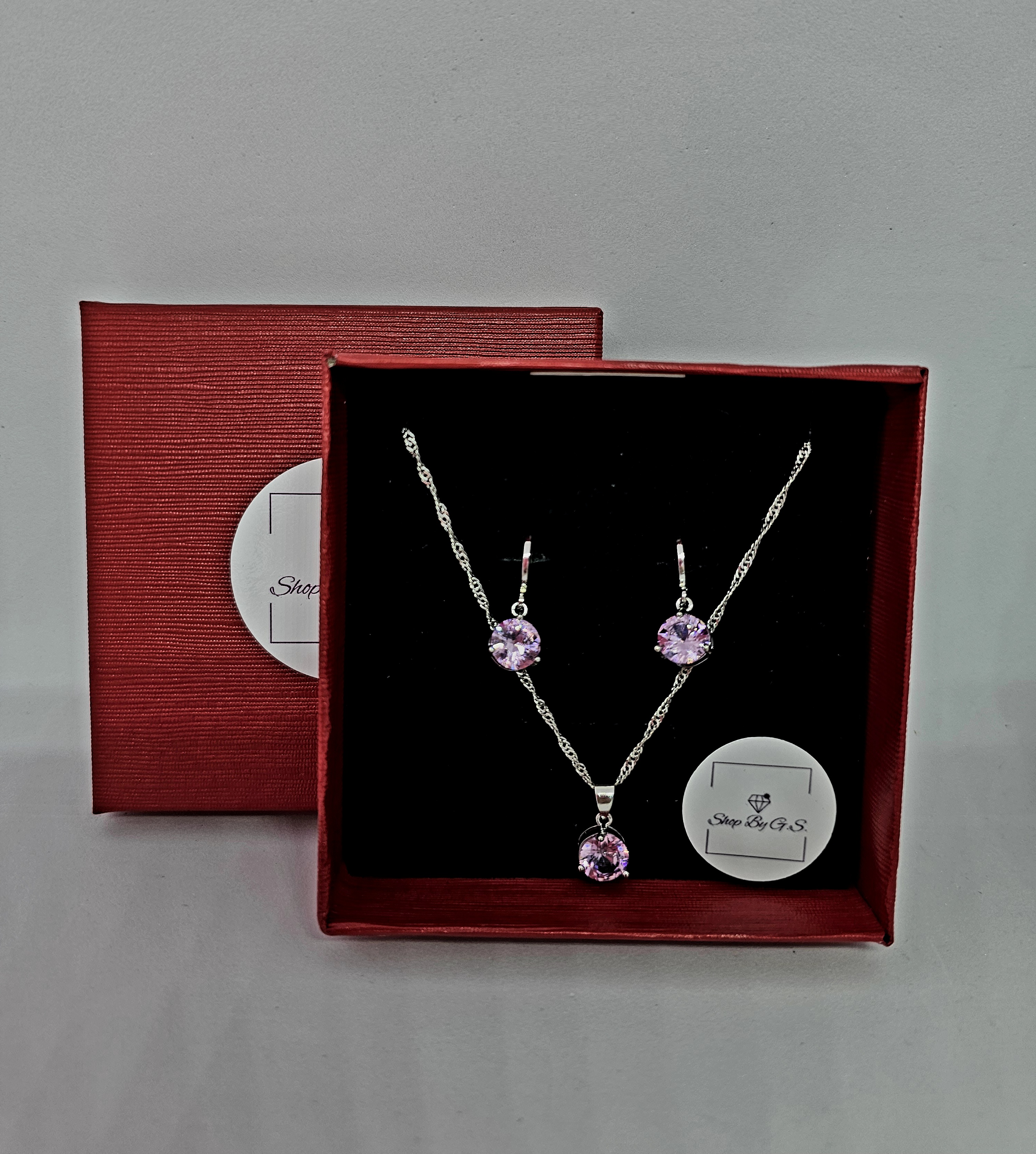 Candy papuošalų rinkinys su rožiniu cirkoniu