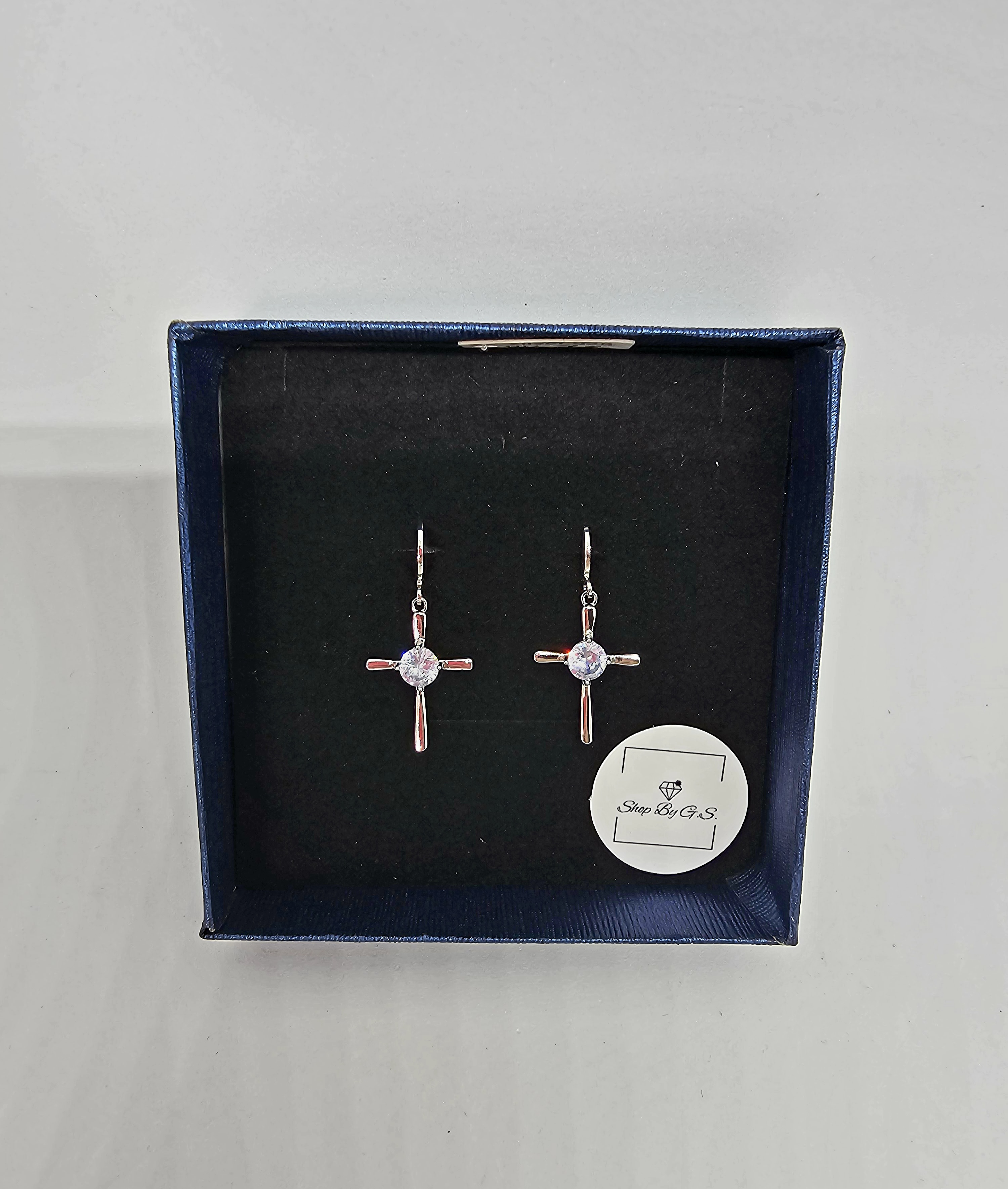 Auskarai - kryželiai su cirkoniu