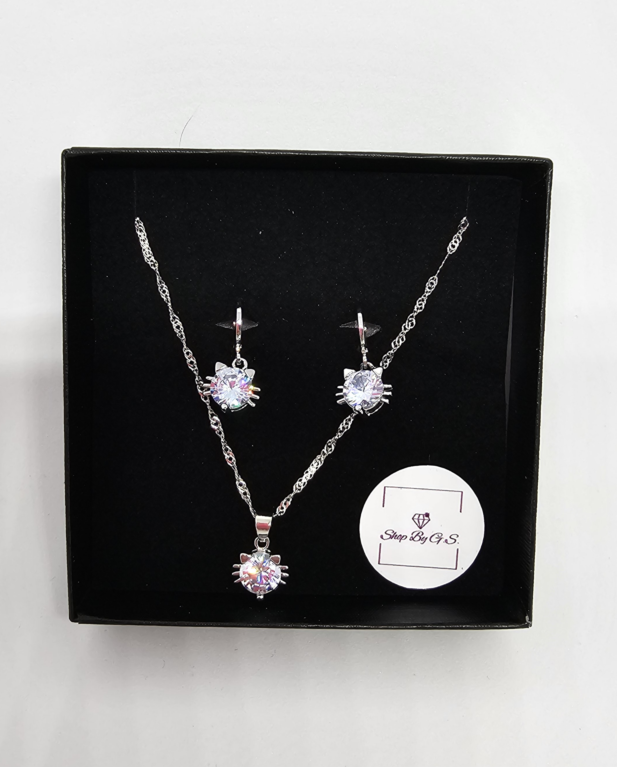 Papuošalų rinkinys mini kačiukai su cirkoniais