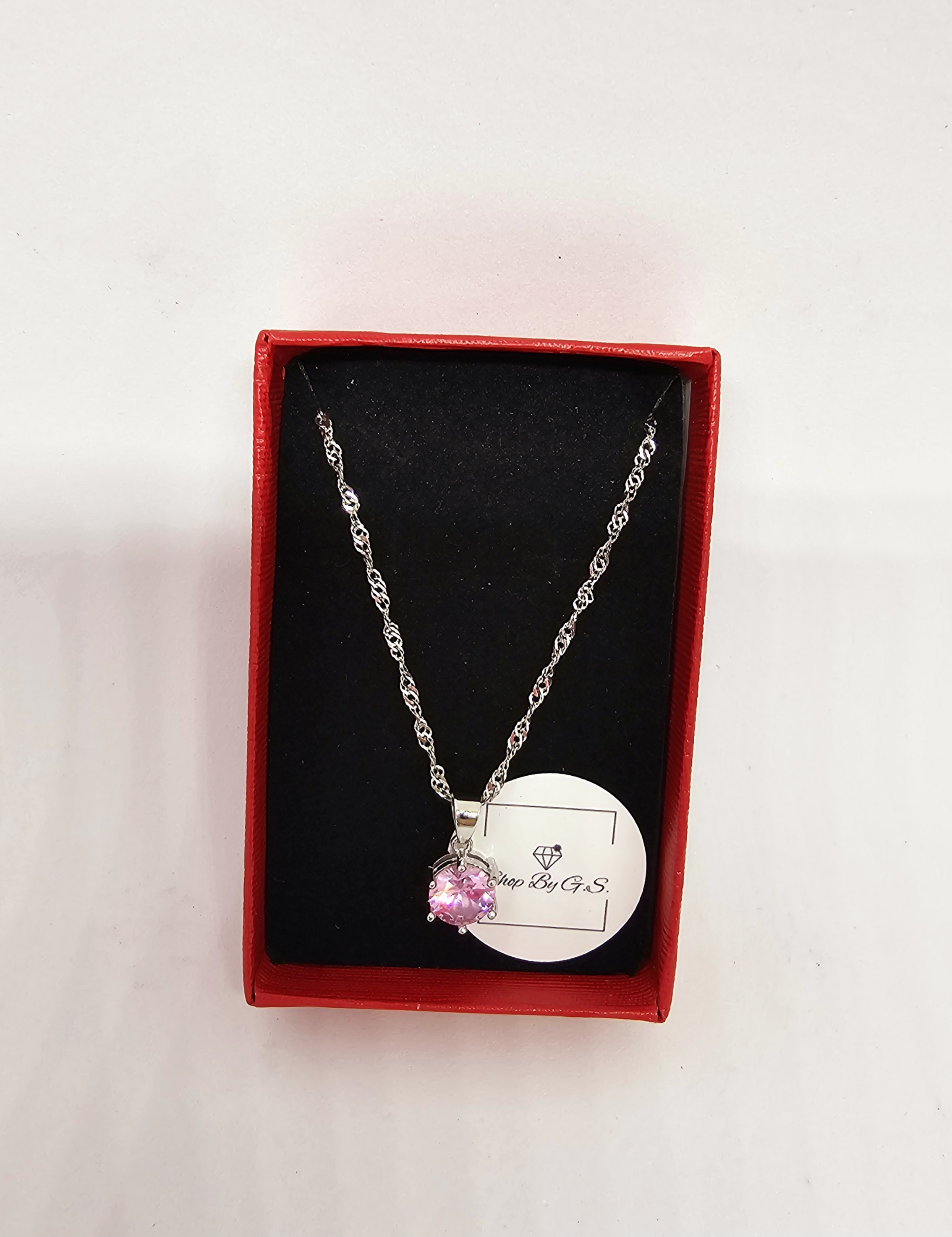 Grandinėlė su rožiniu cirkoniu