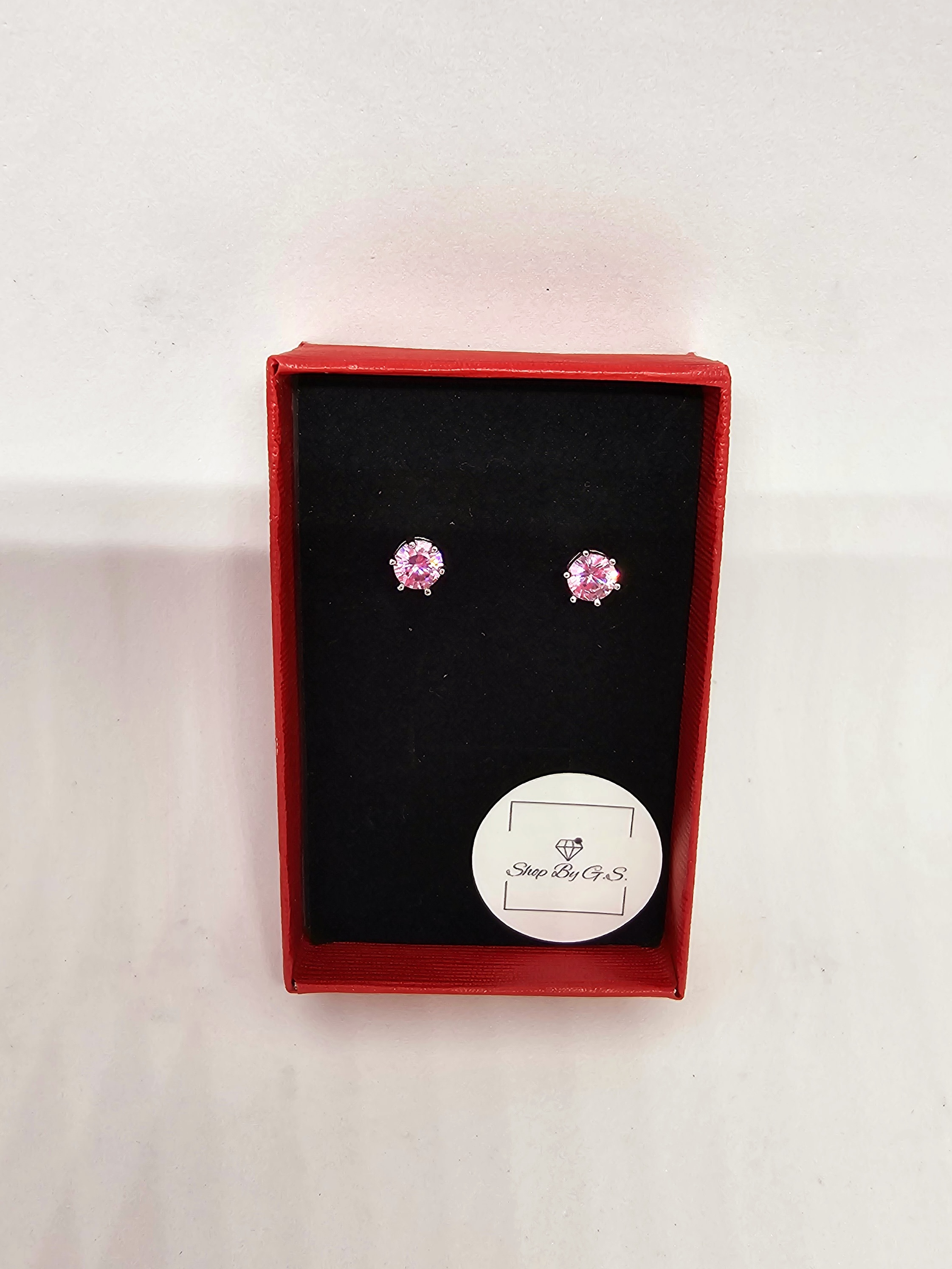 Auskarai su rožiniu cirkoniu