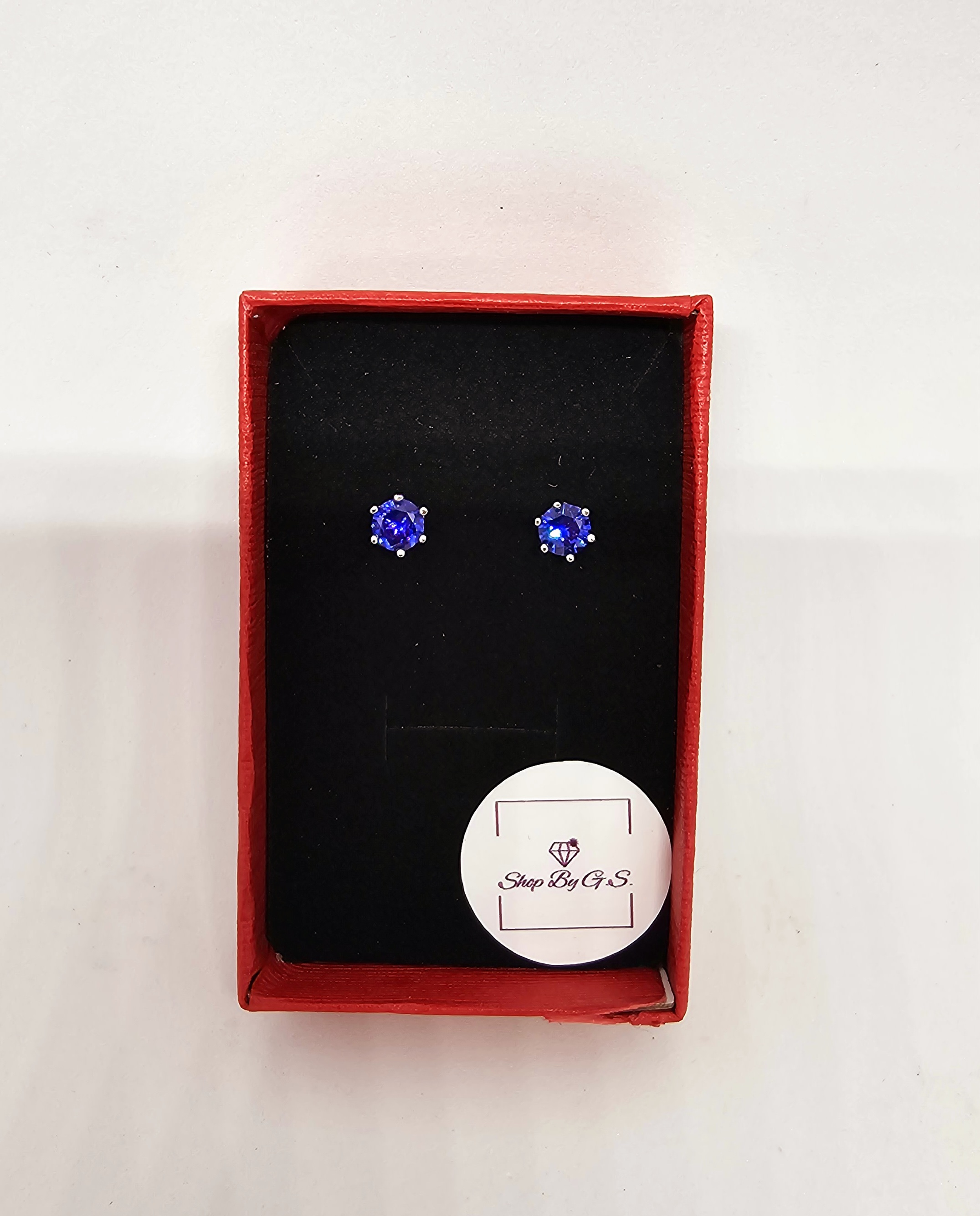 Auskarai su mėlynu cirkoniu