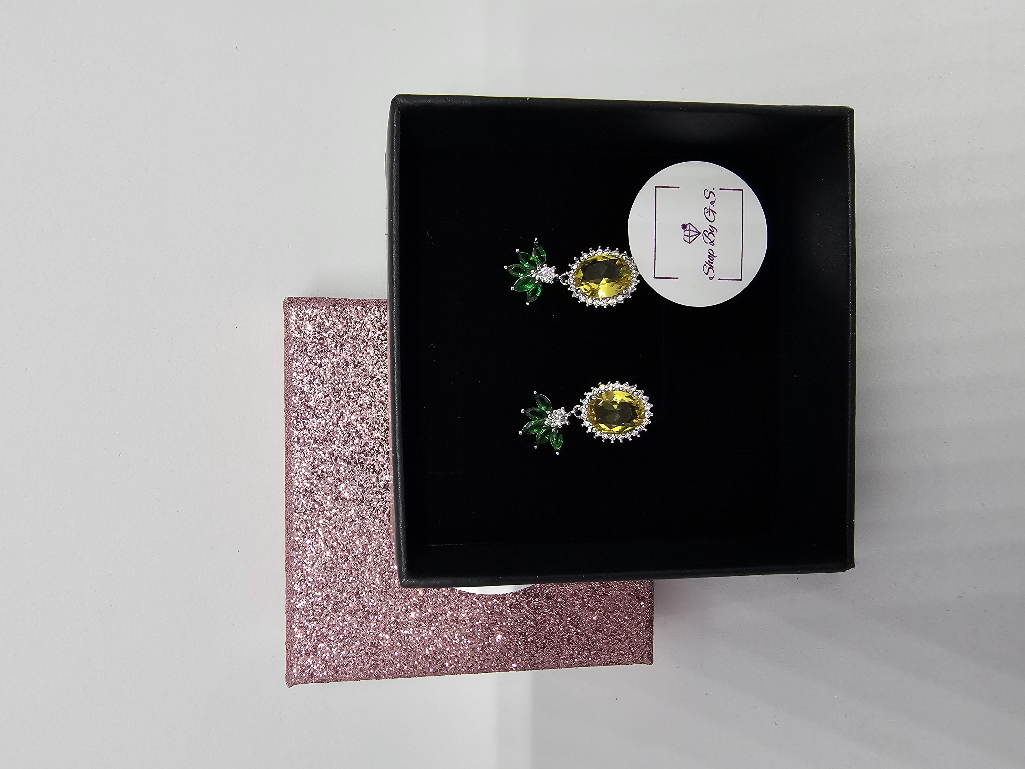 Auskarai su cirkoniais - ananasai