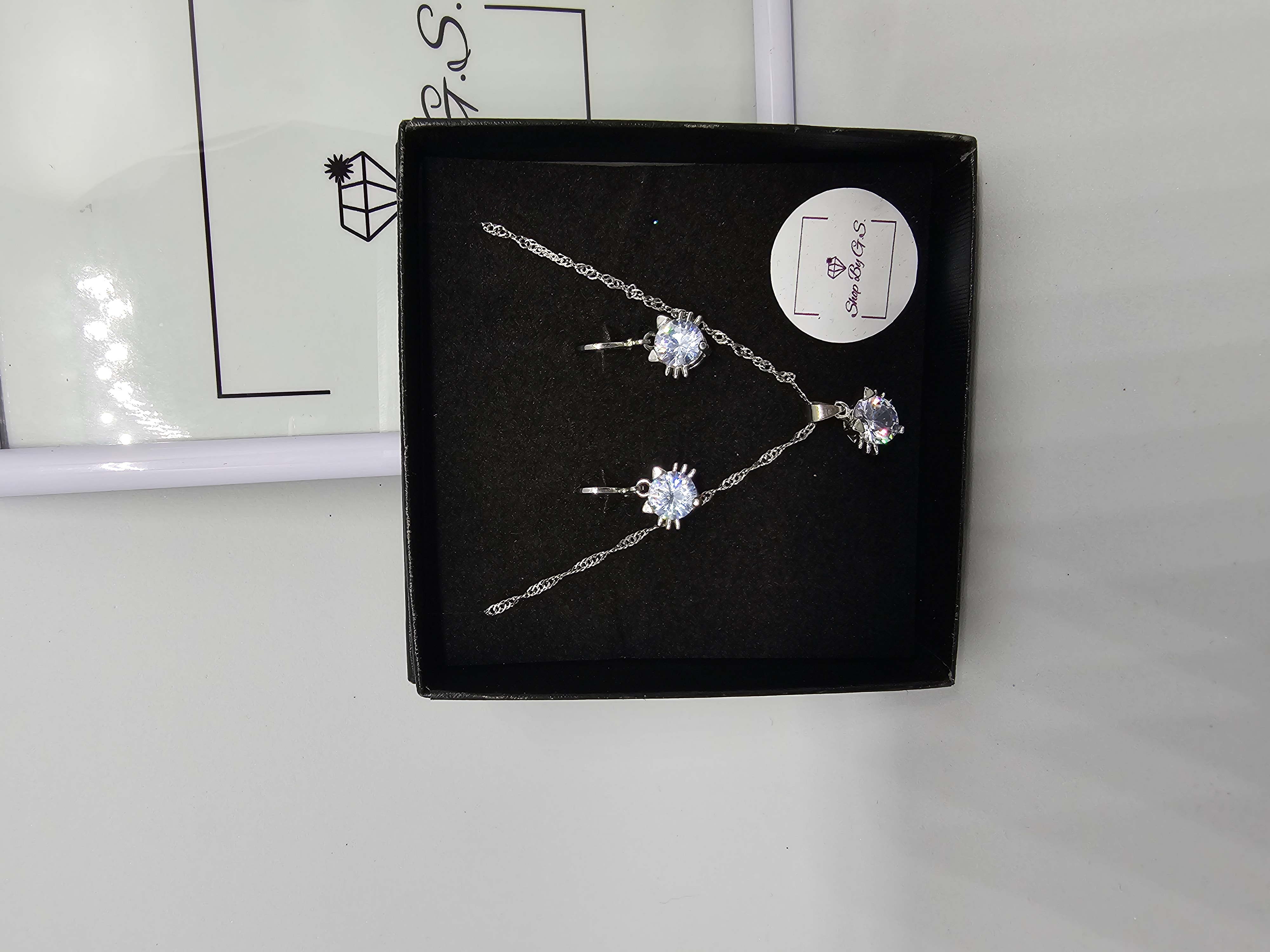 Papuošalų rinkinys su cirkoniais - katinukai