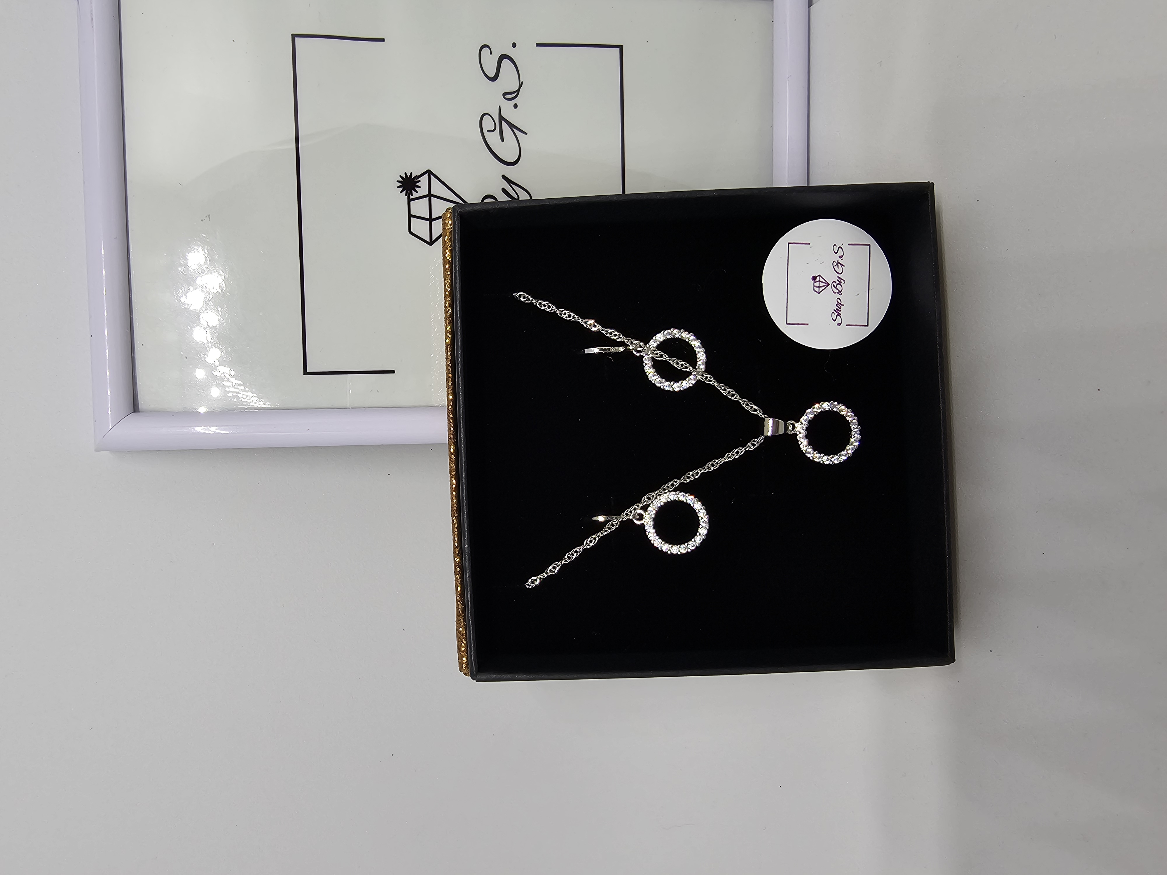 Papuošalų rinkinys su mini cirkoniais - ovalas